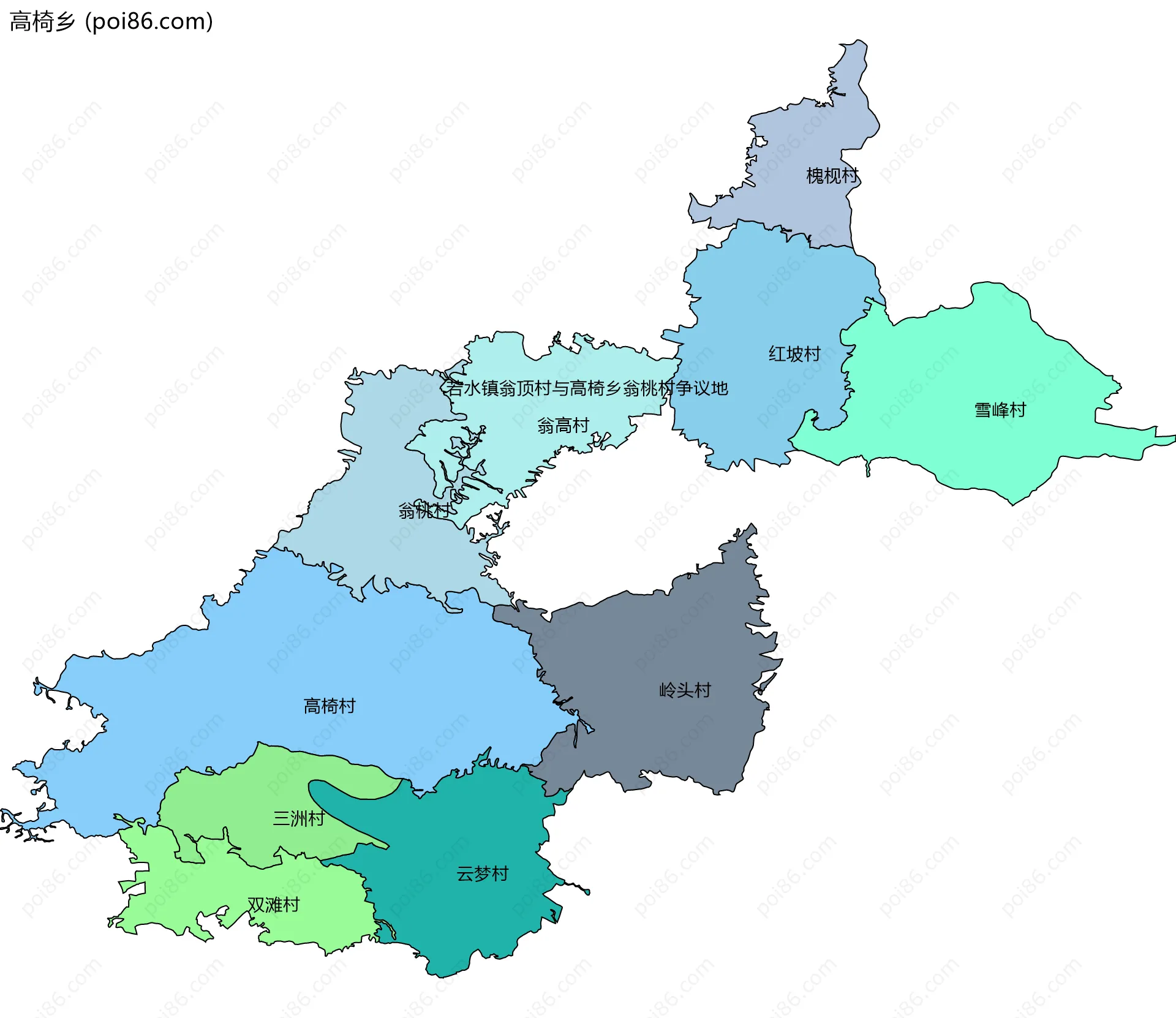 高椅乡边界地图(五级行政区划)