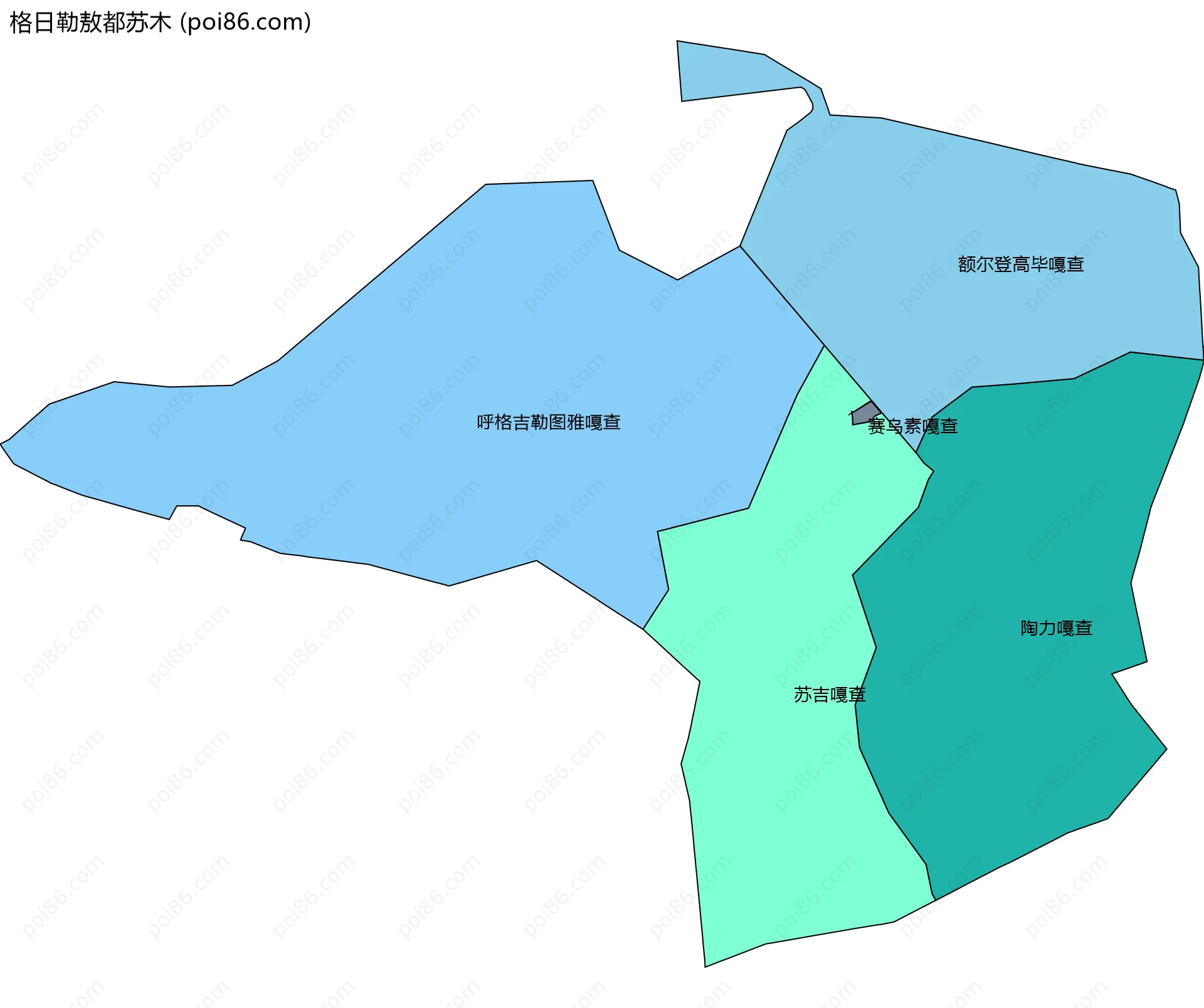 格日勒敖都苏木边界地图(五级行政区划)
