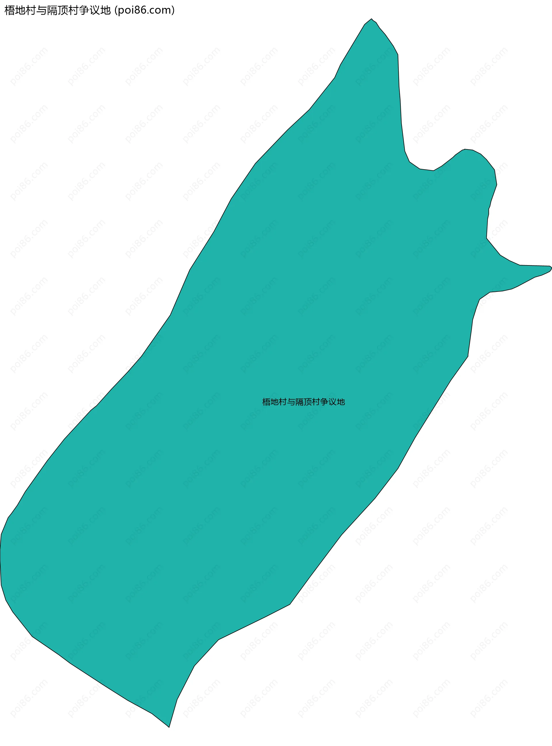 梧地村与隔顶村争议地边界地图