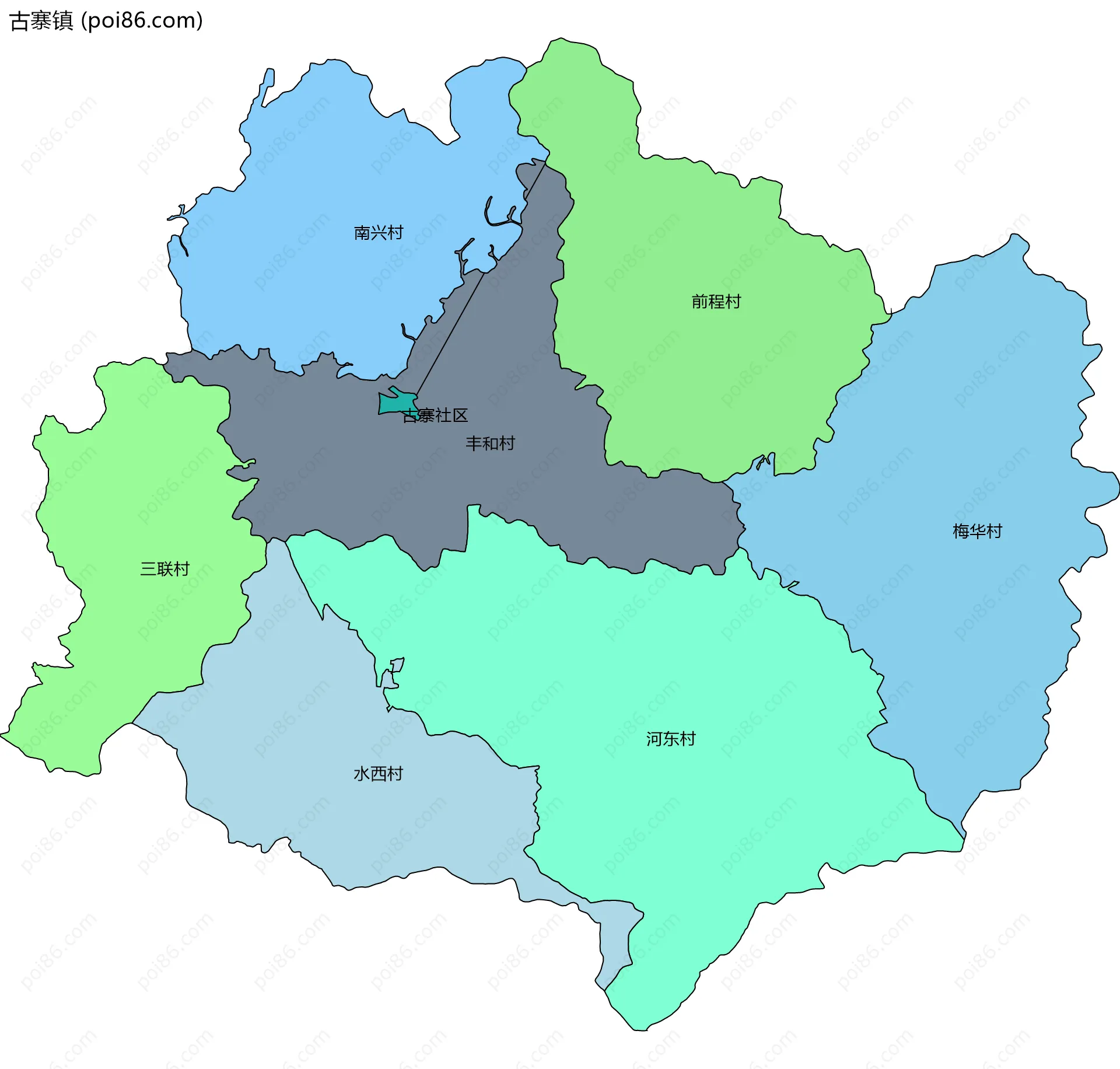 古寨镇边界地图(五级行政区划)