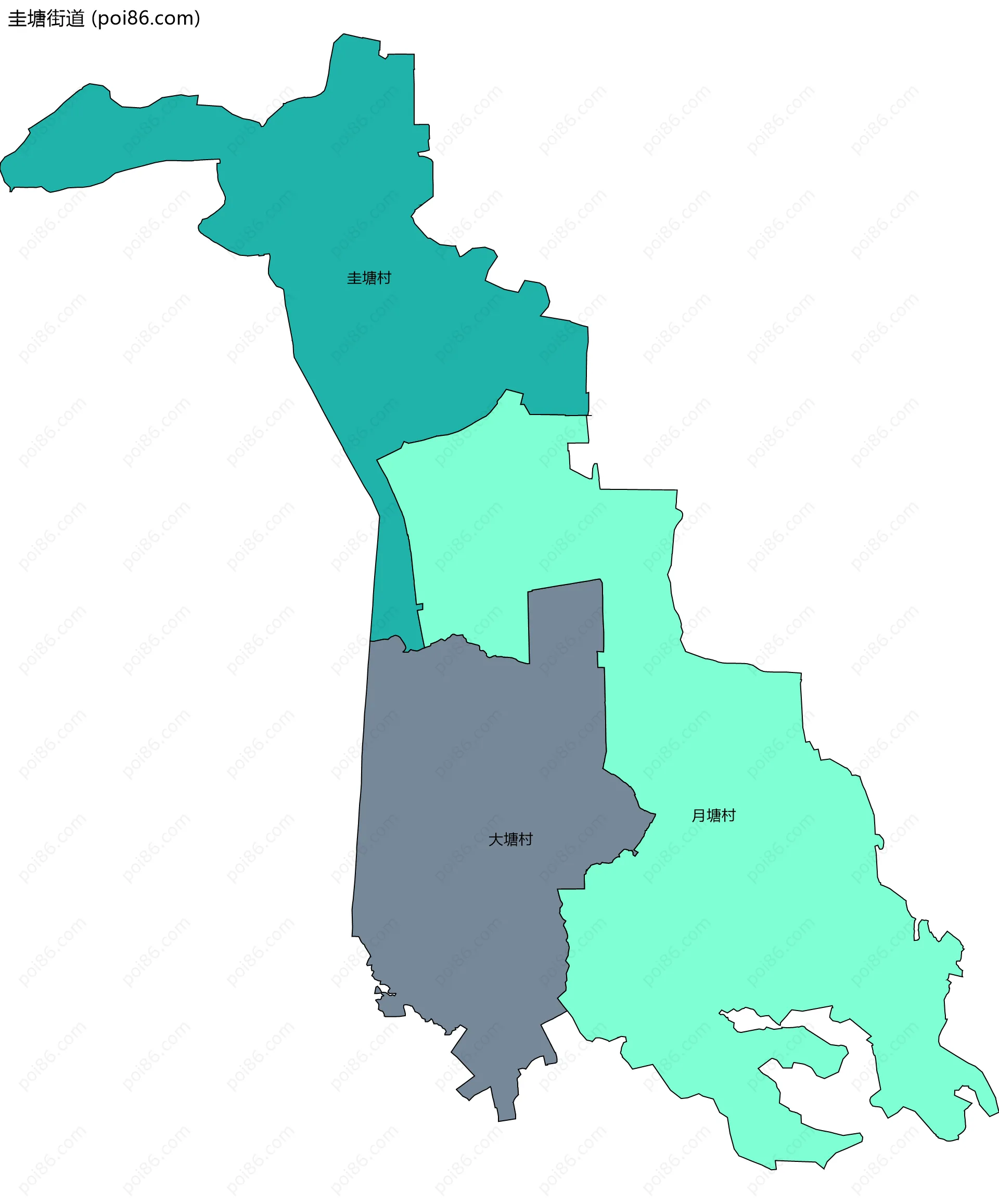 圭塘街道边界地图(五级行政区划)