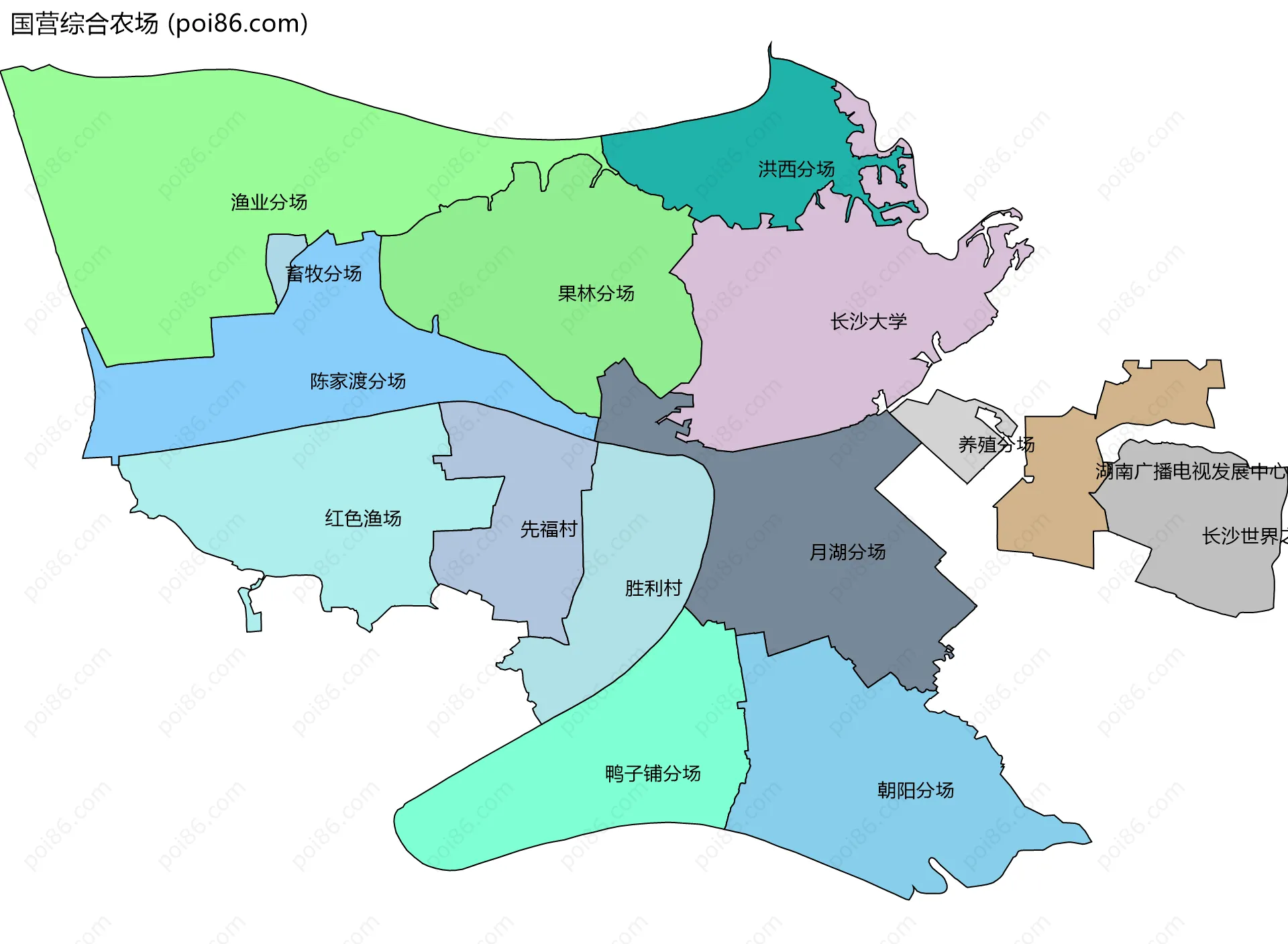 国营综合农场边界地图(五级行政区划)