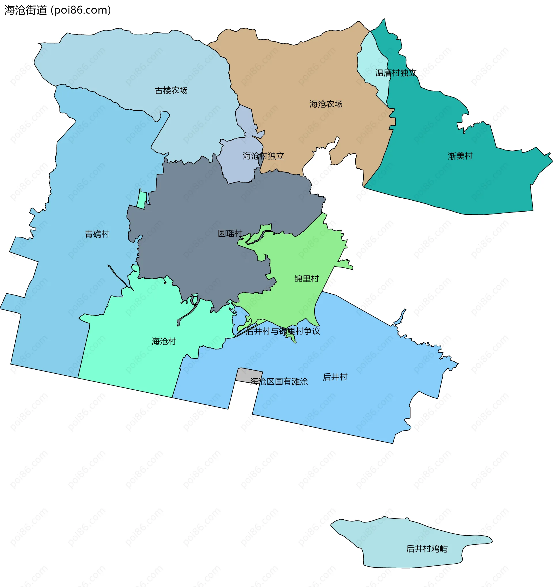 海沧街道边界地图(五级行政区划)