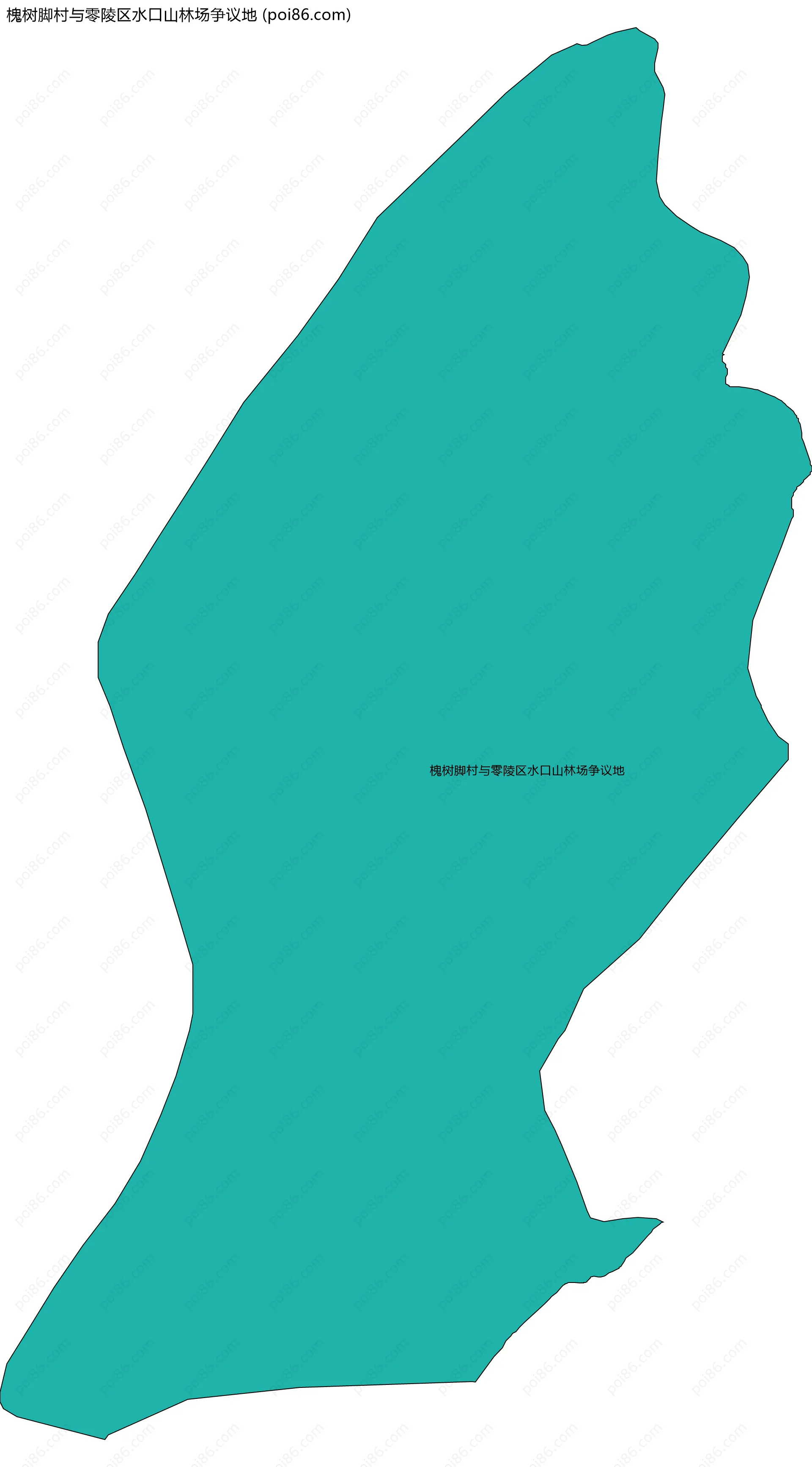 槐树脚村与零陵区水口山林场争议地边界地图