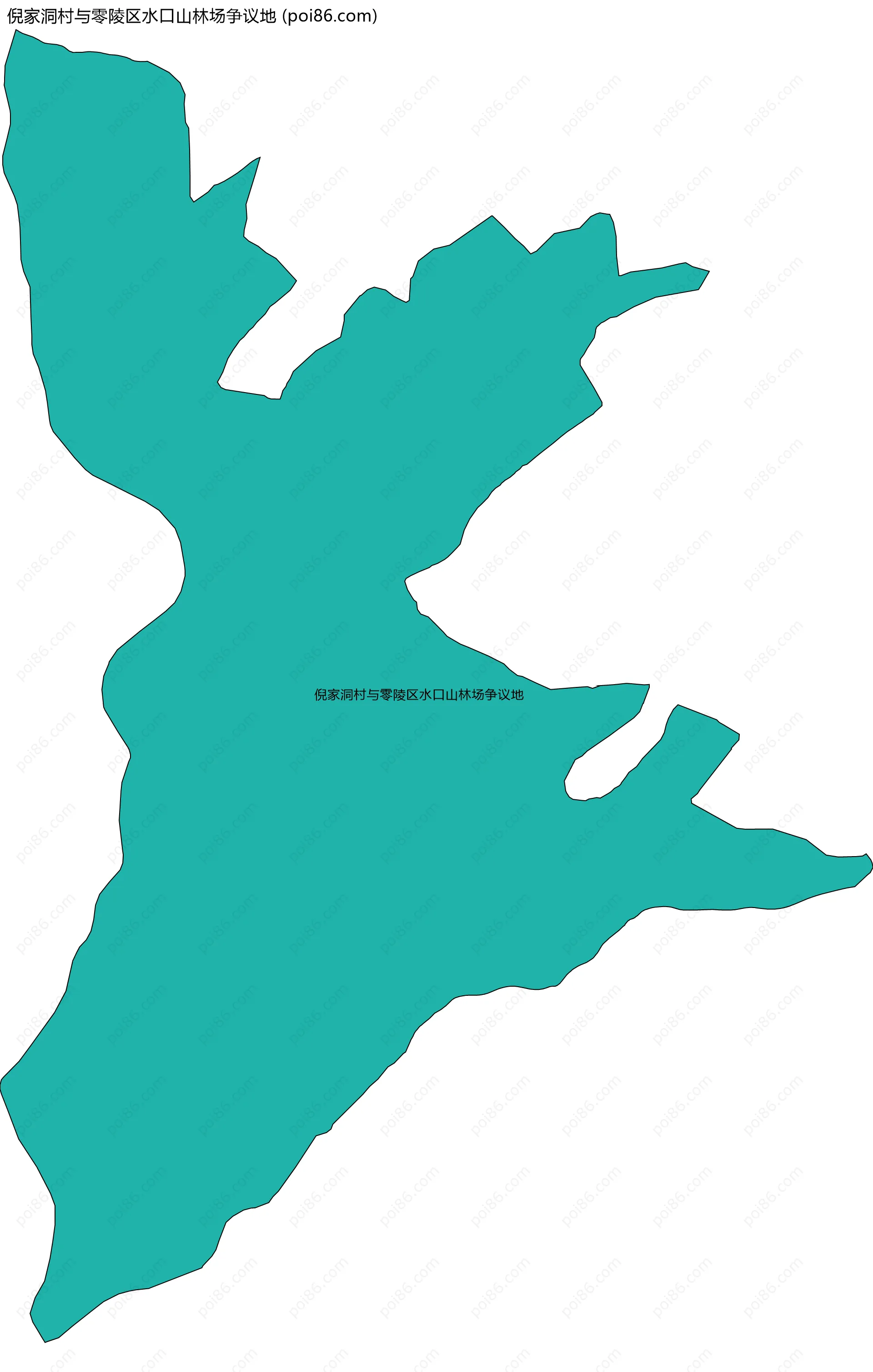 倪家洞村与零陵区水口山林场争议地边界地图