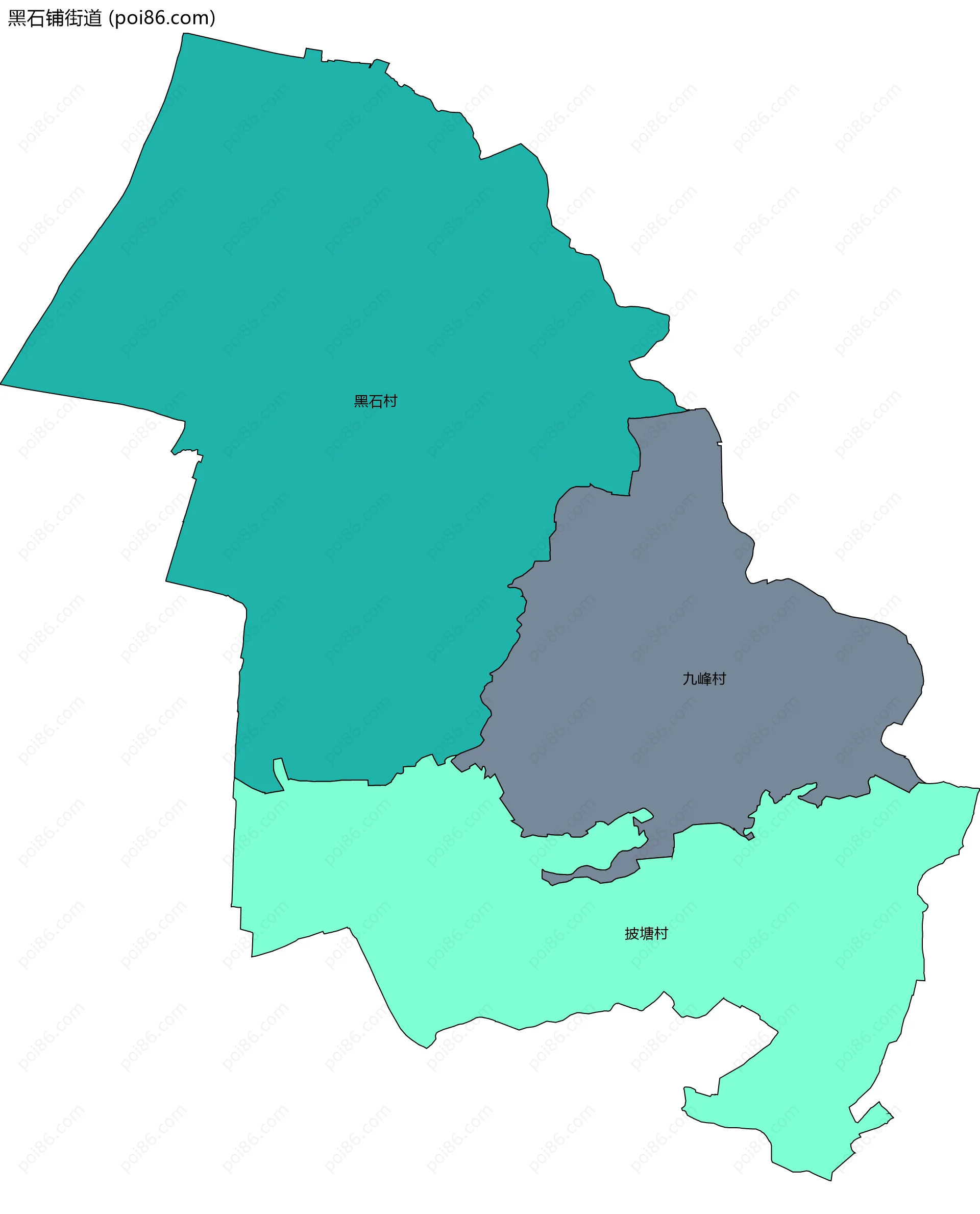 黑石铺街道边界地图(五级行政区划)