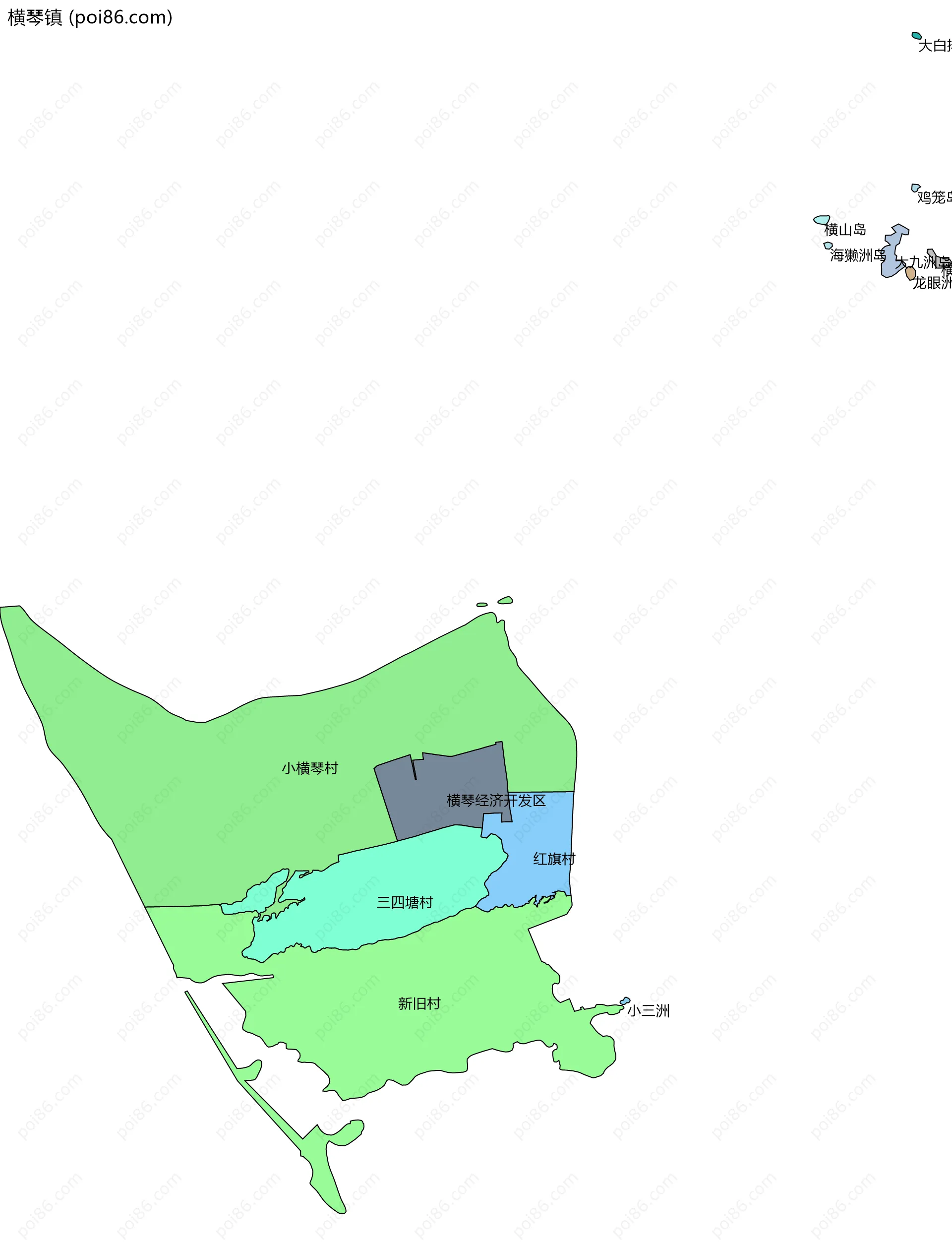 横琴镇边界地图(五级行政区划)