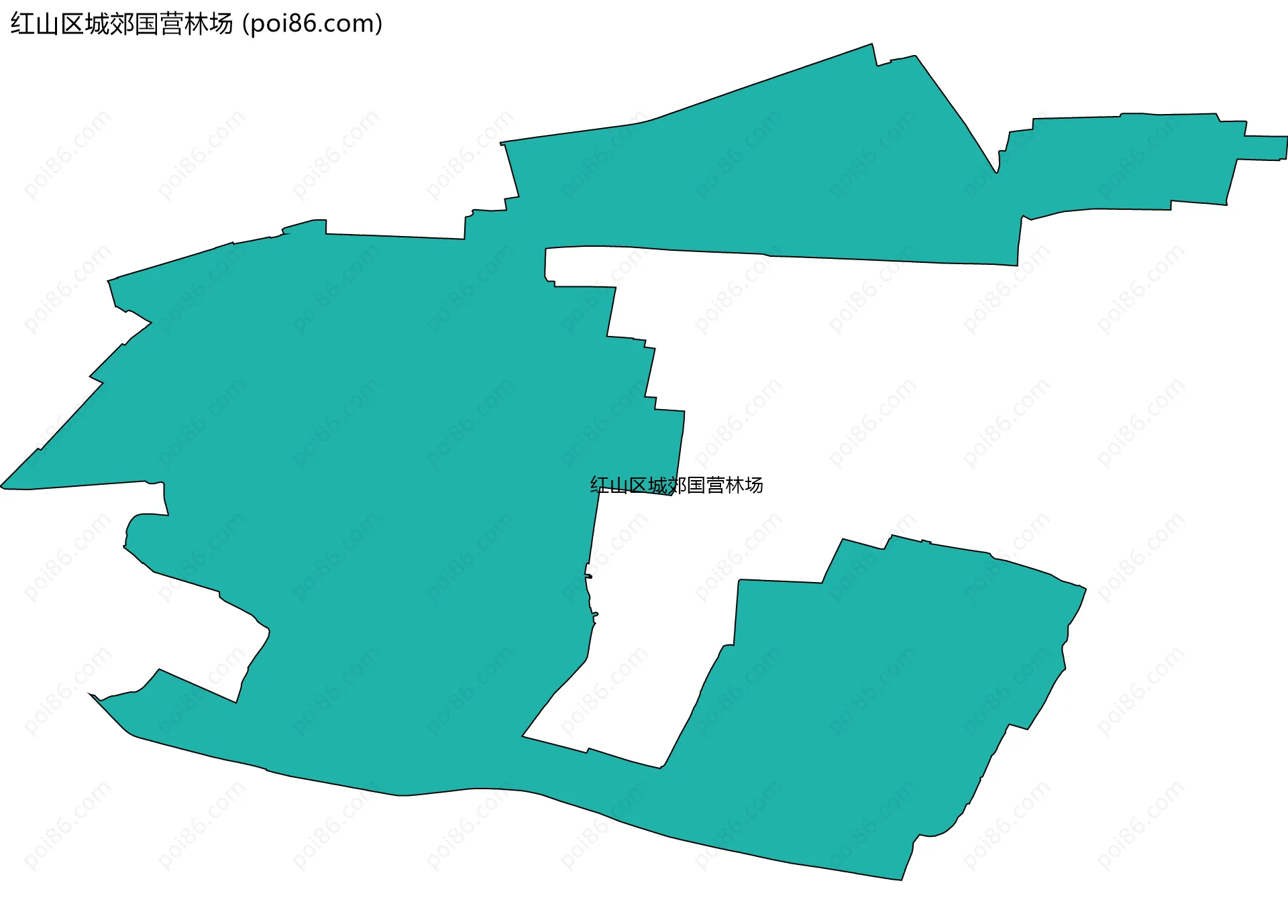 红山区城郊国营林场边界地图(五级行政区划)