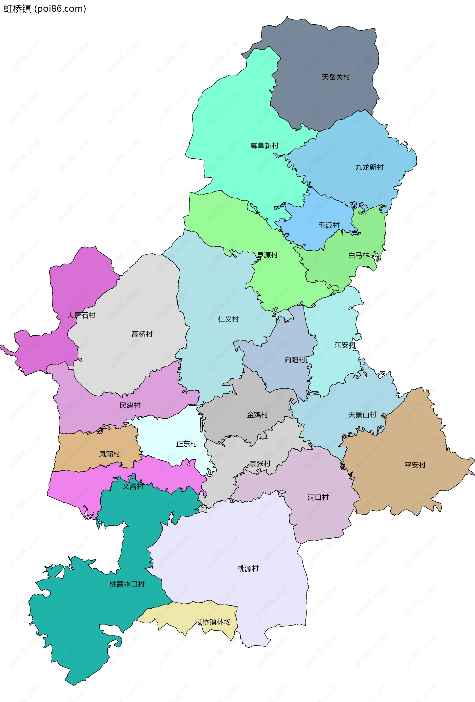 虹桥镇边界地图(五级行政区划)