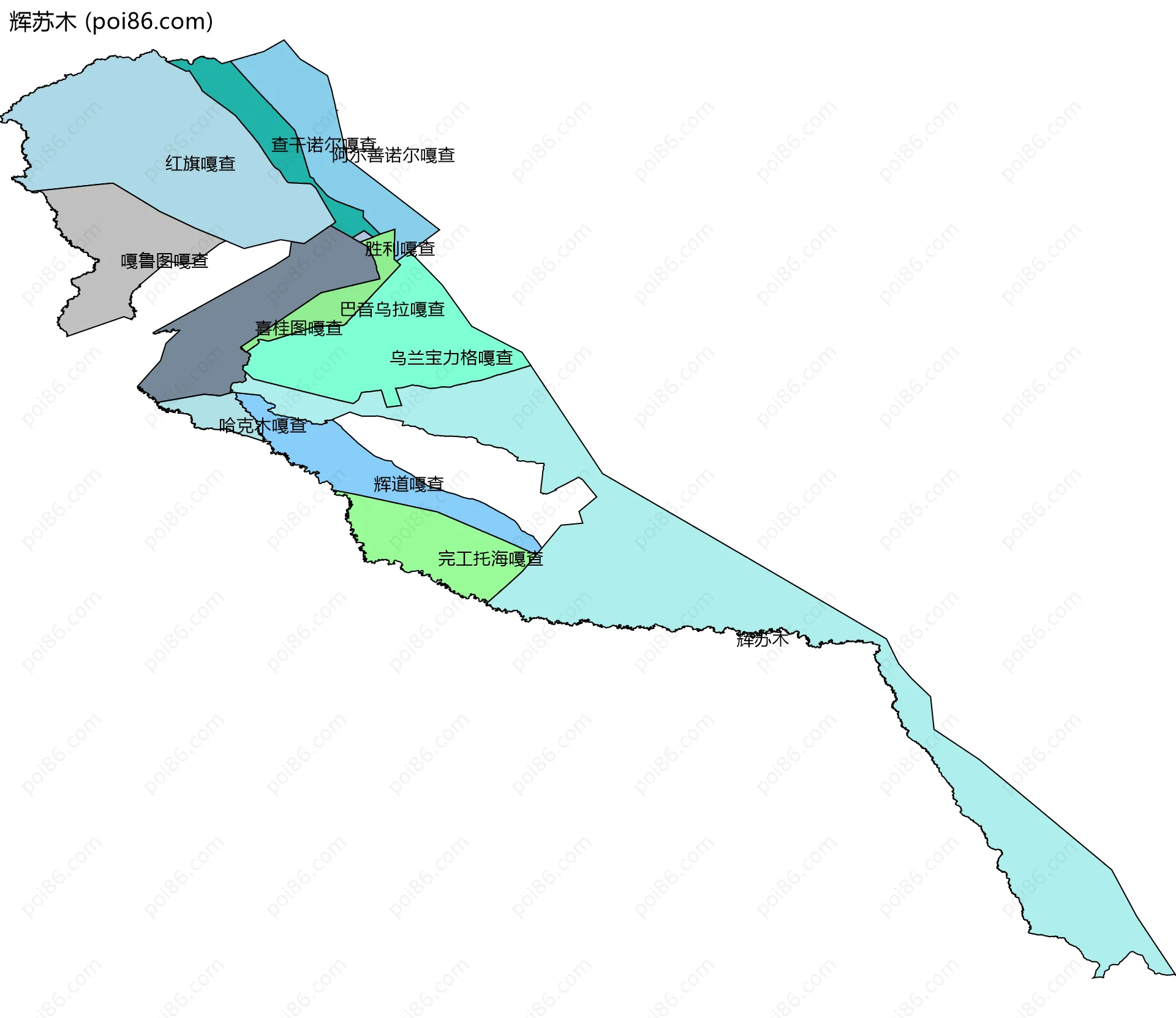 辉苏木边界地图(五级行政区划)