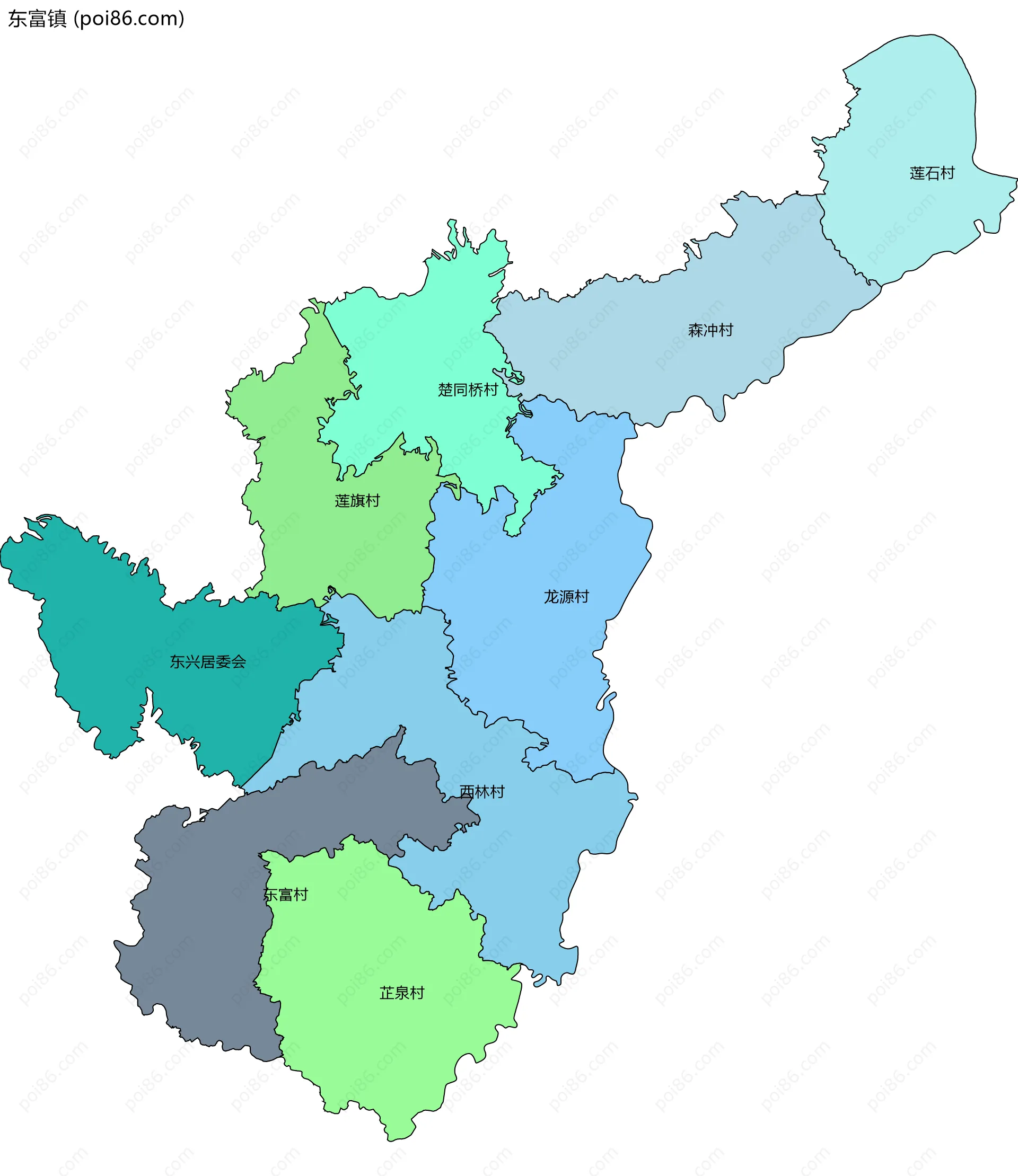 东富镇边界地图(五级行政区划)