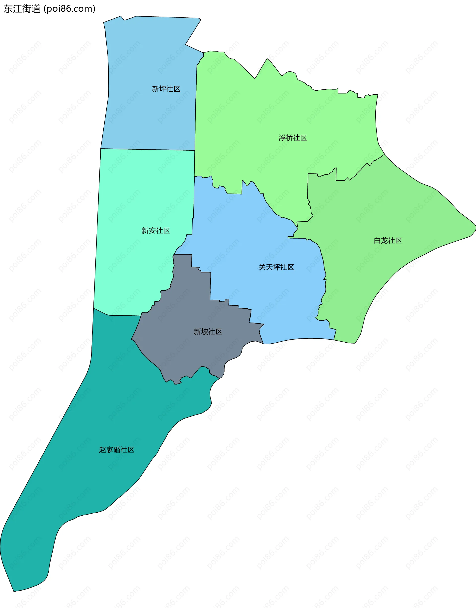 东江街道边界地图(五级行政区划)