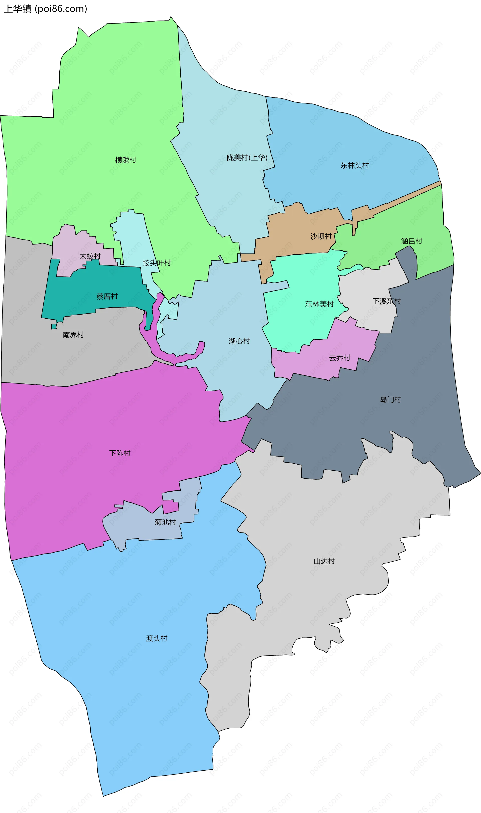 上华镇边界地图(五级行政区划)
