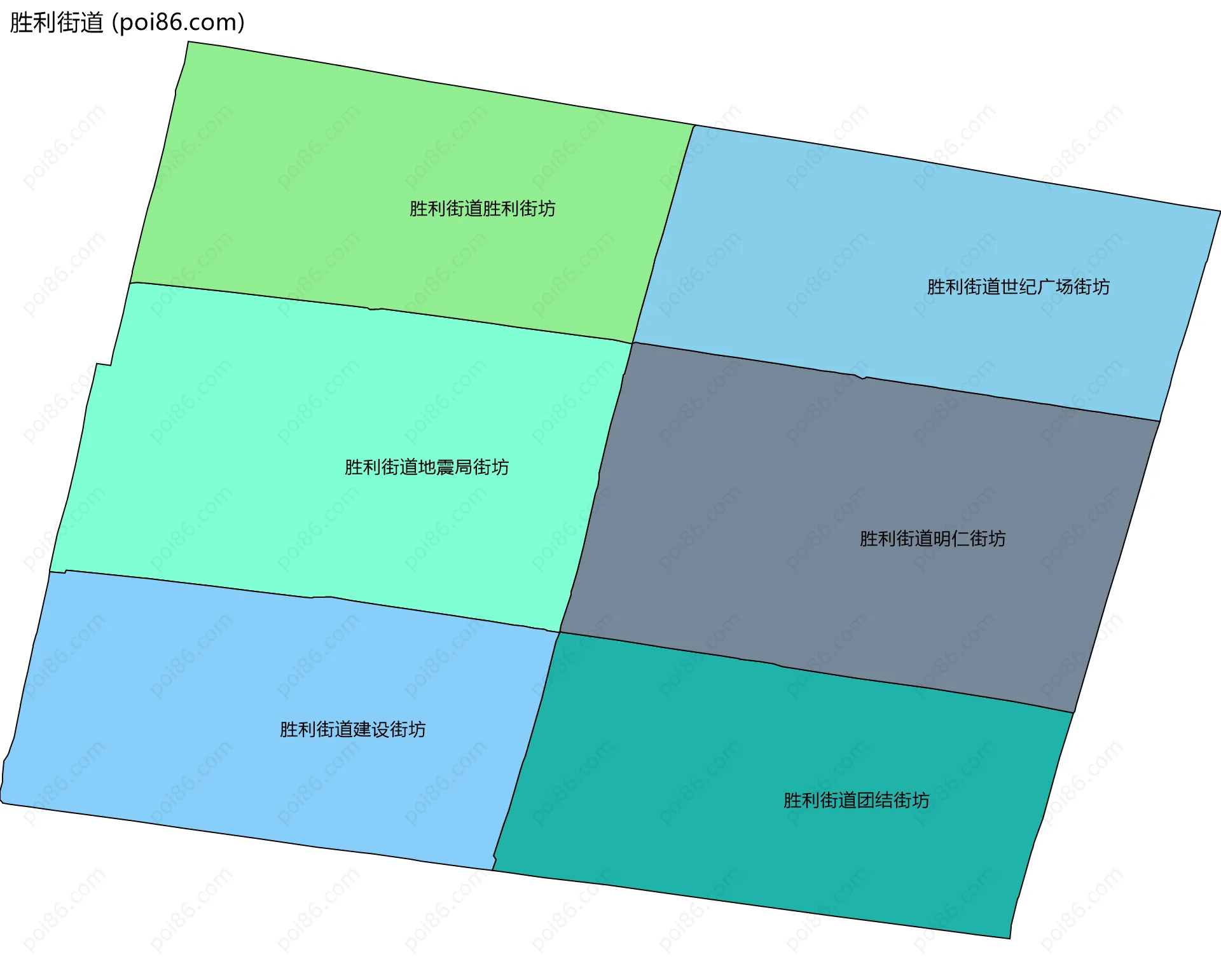 胜利街道边界地图(五级行政区划)