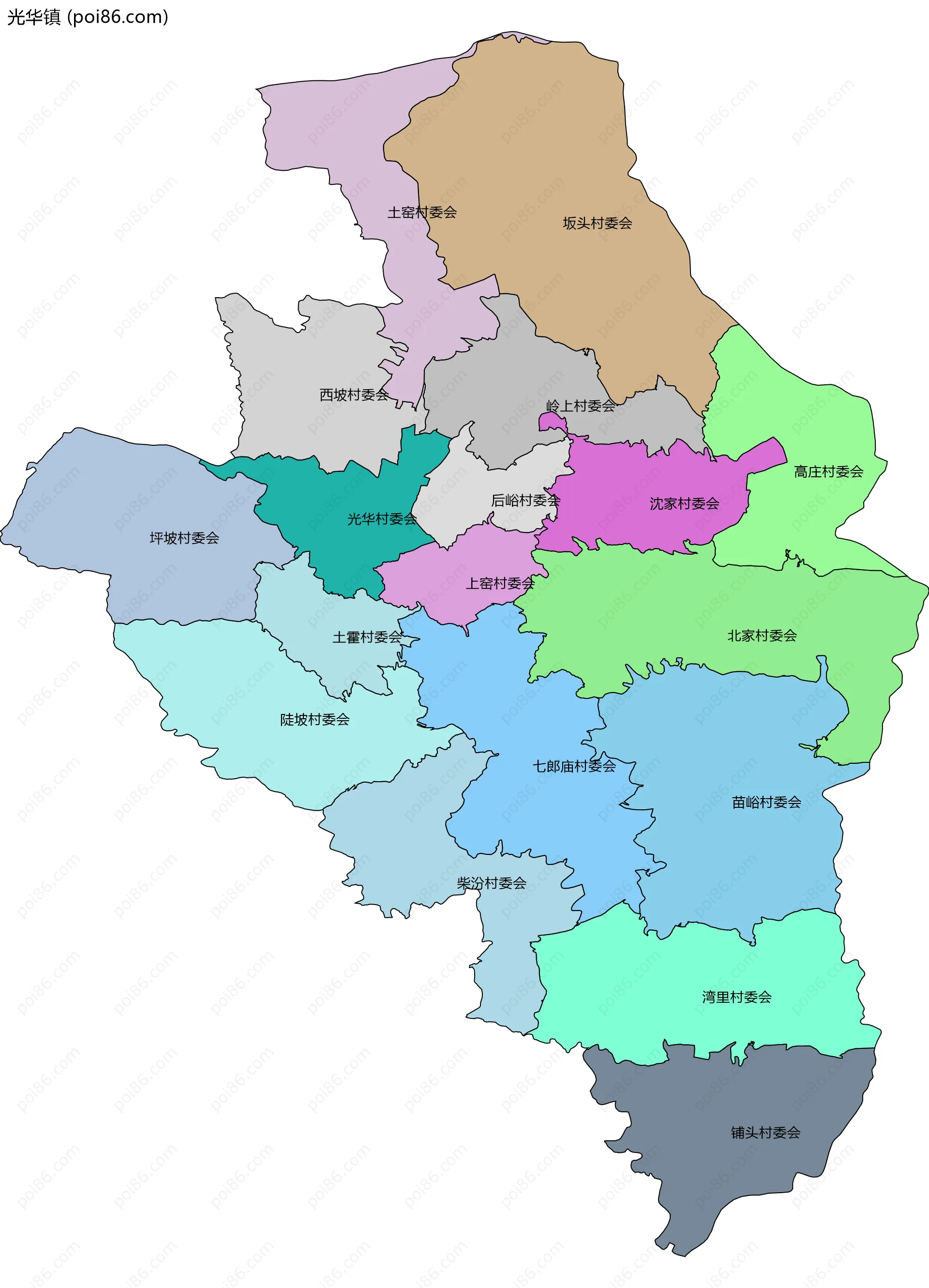 光华镇边界地图(五级行政区划)