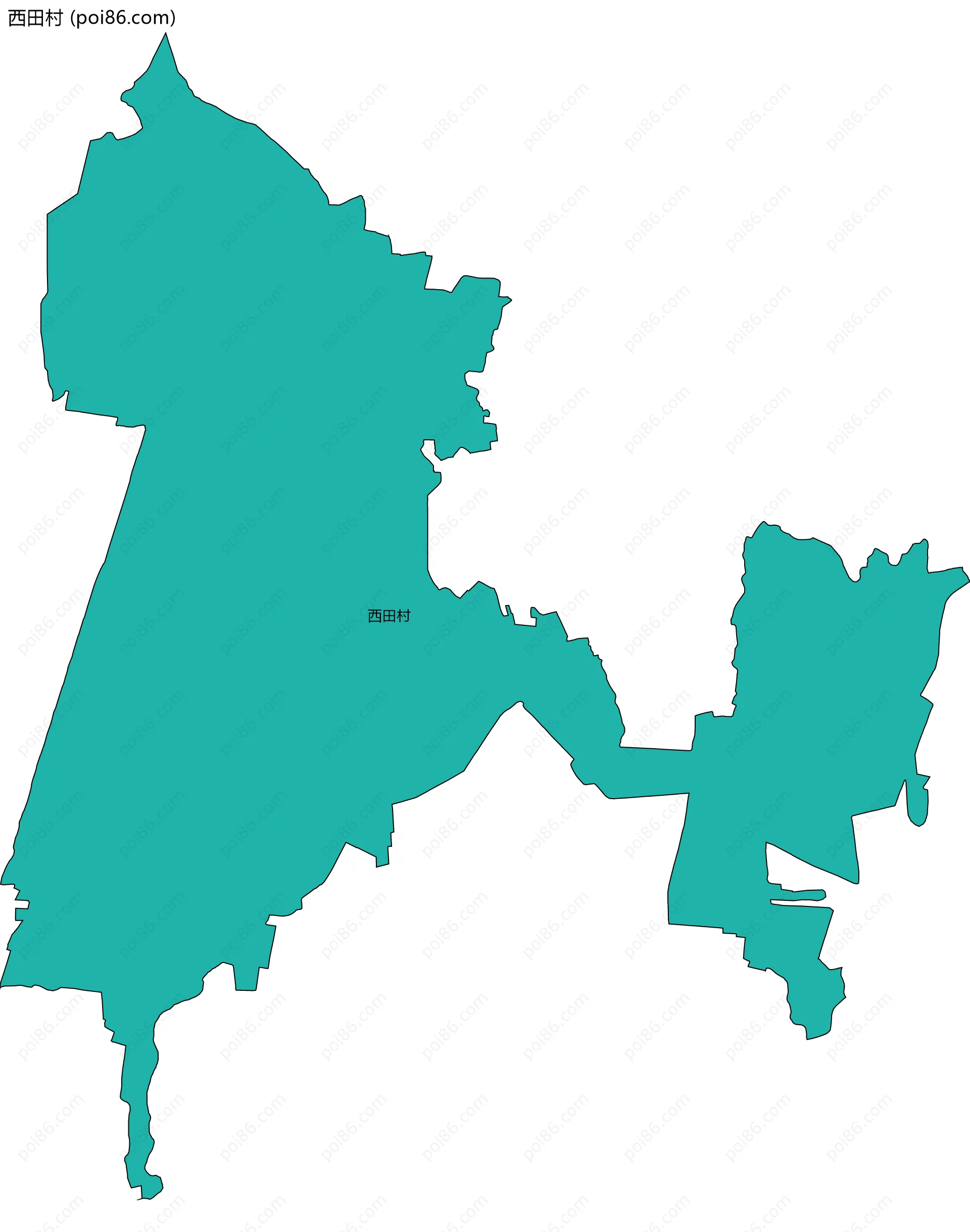 西田村边界地图