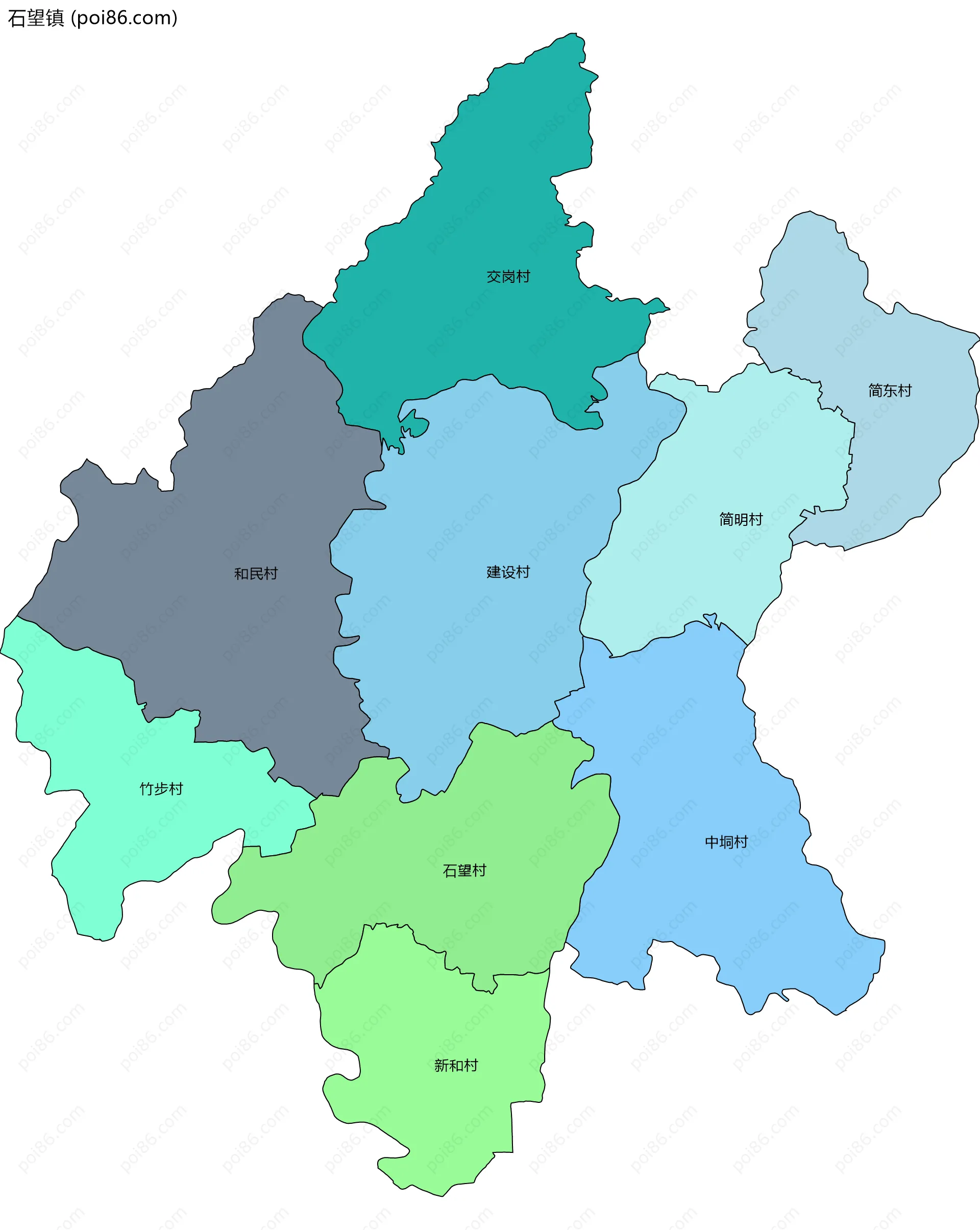 石望镇边界地图(五级行政区划)