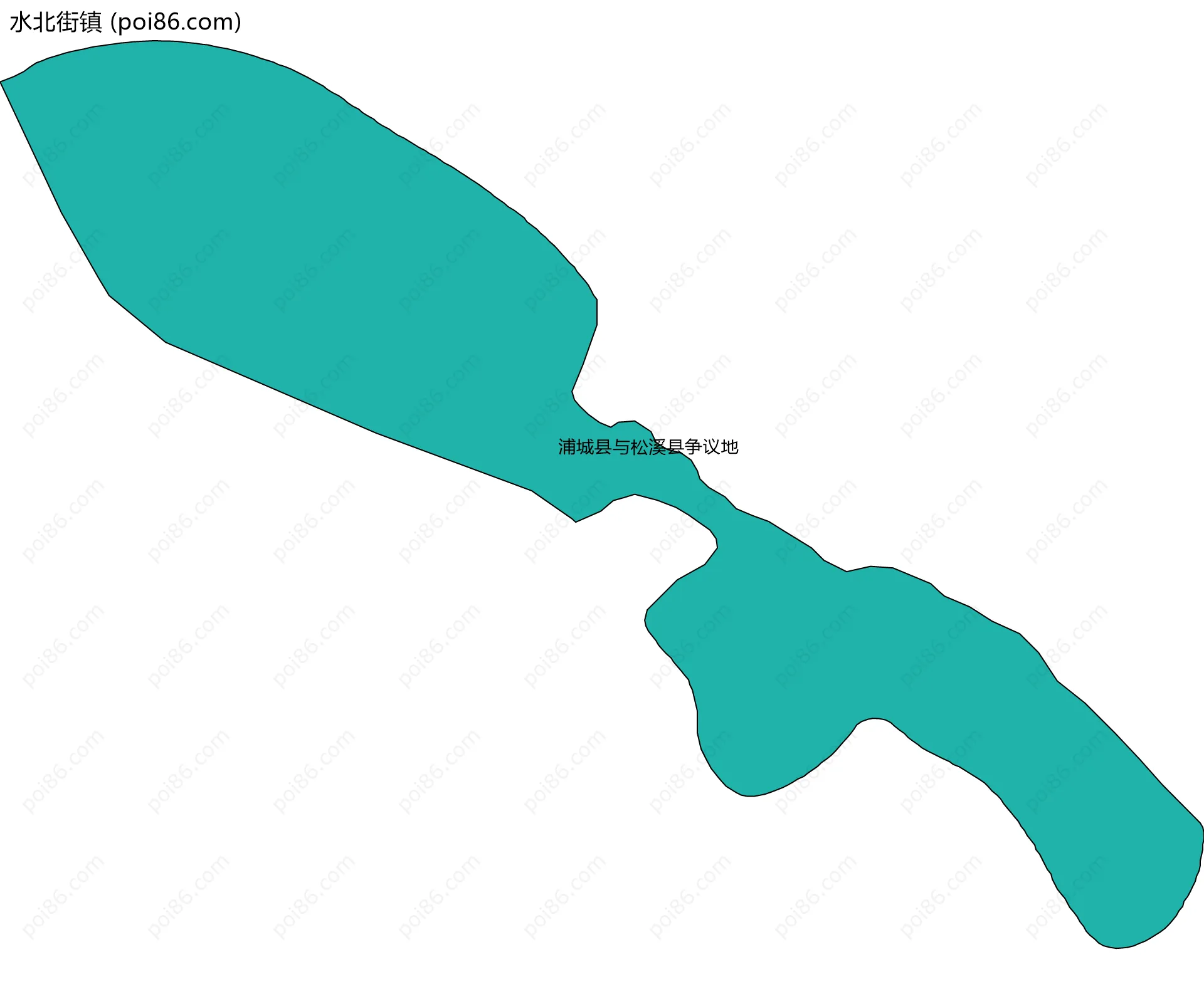 水北街镇边界地图(五级行政区划)