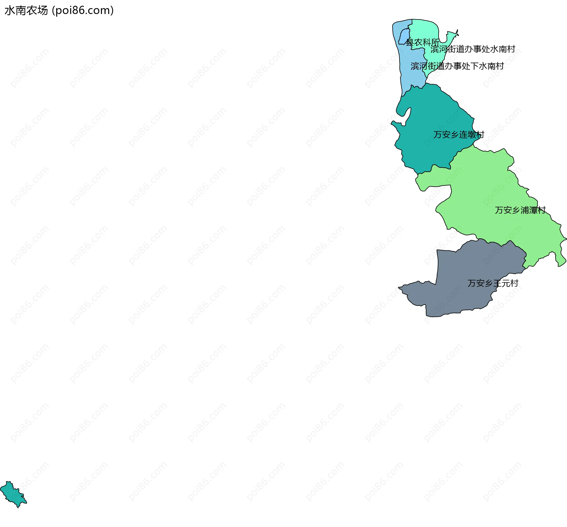 水南农场边界地图(五级行政区划)