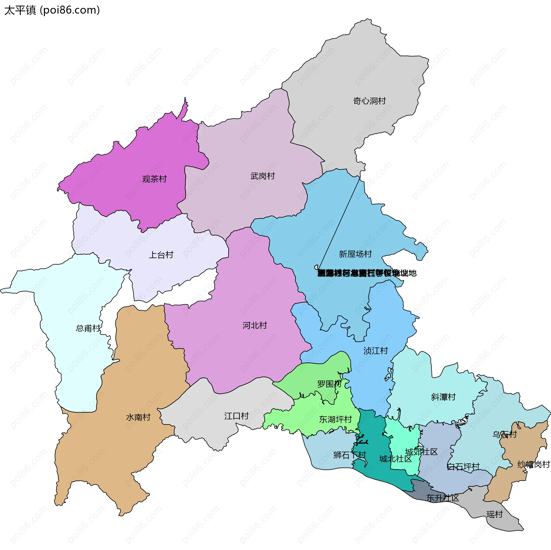 太平镇边界地图(五级行政区划)