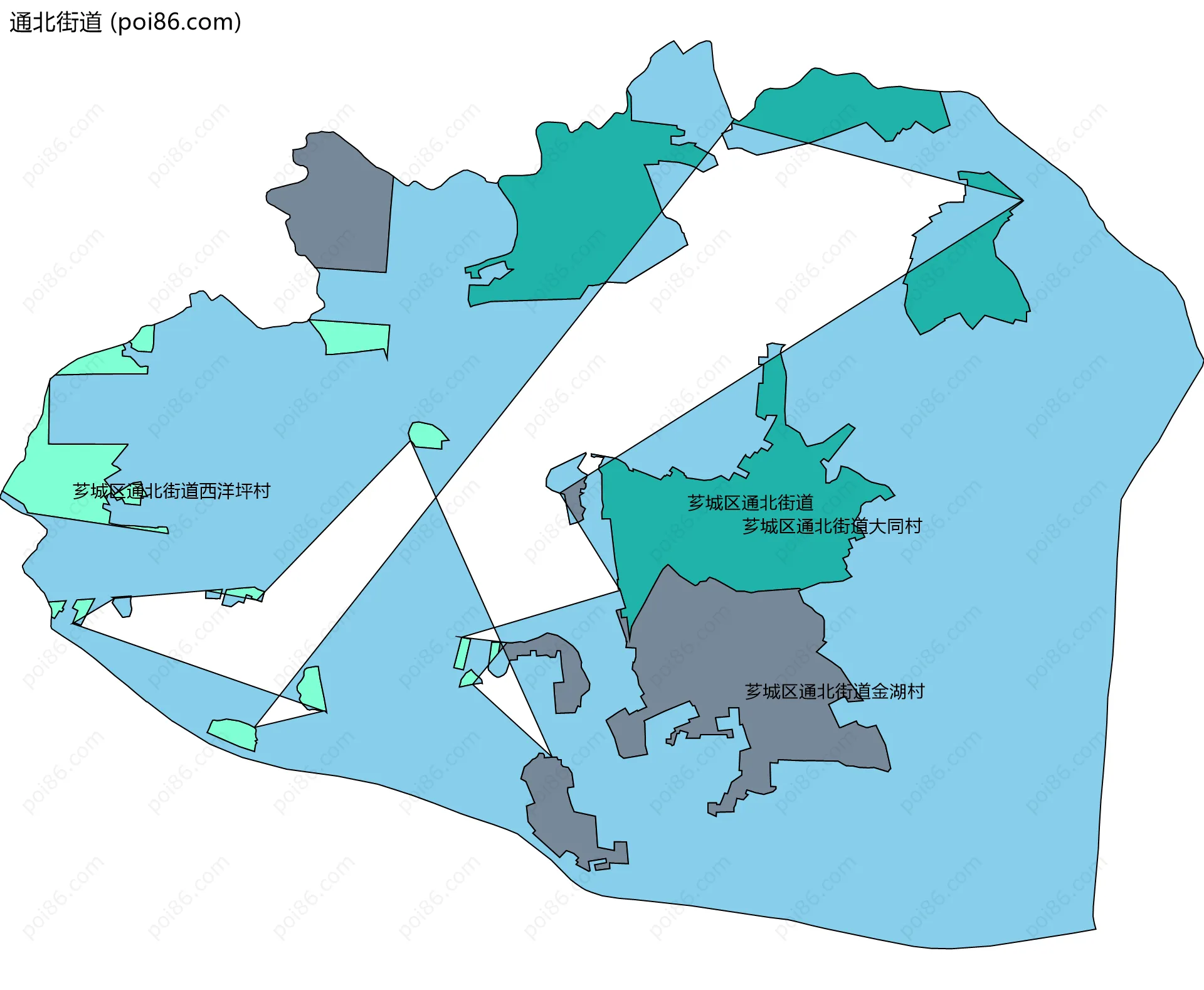 通北街道边界地图(五级行政区划)