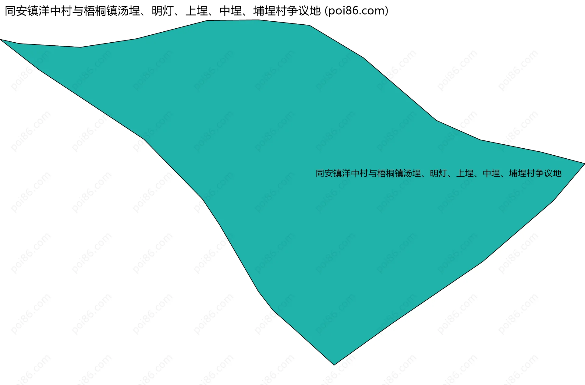 同安镇洋中村与梧桐镇汤埕、明灯、上埕、中埕、埔埕村争议地边界地图