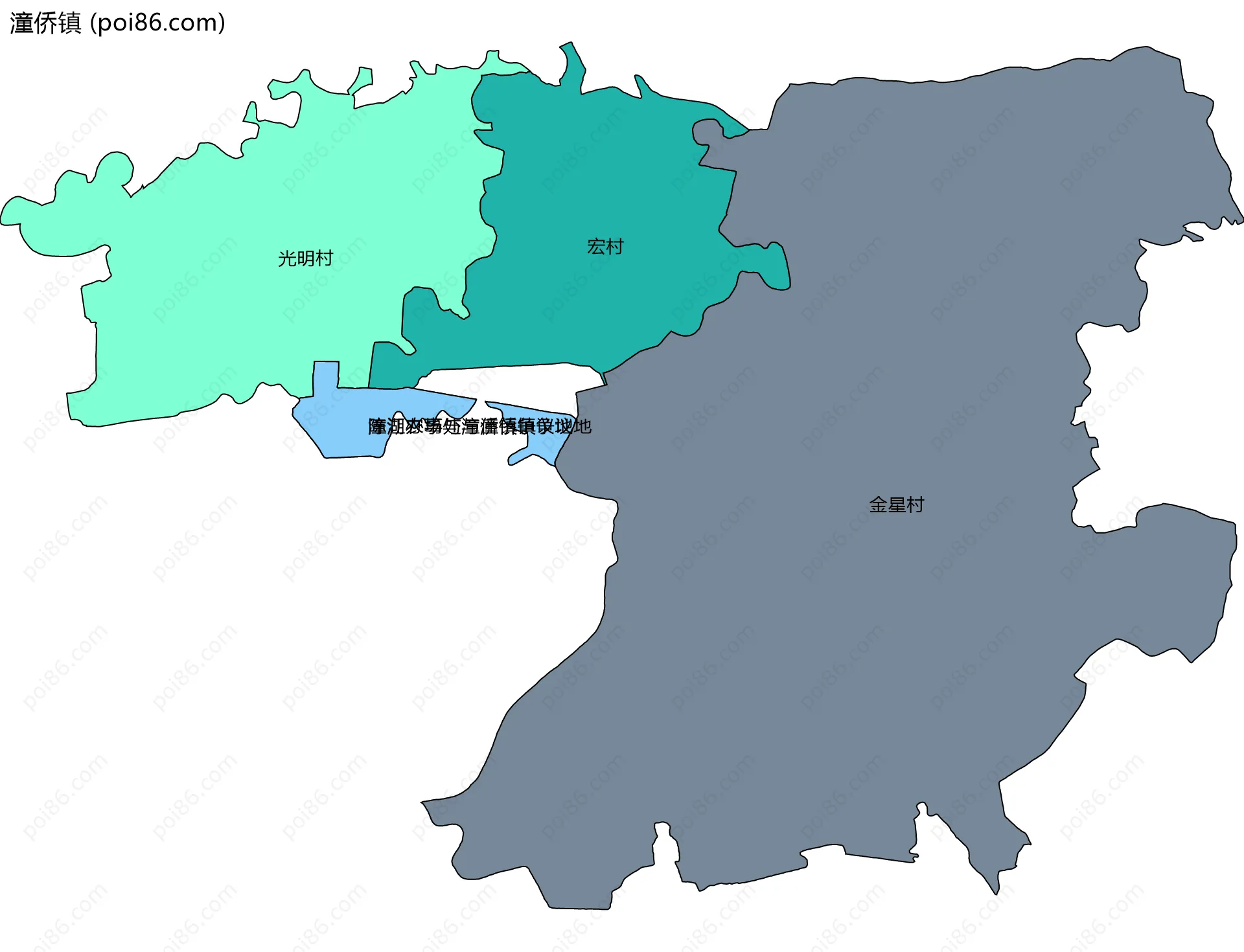 潼侨镇边界地图(五级行政区划)