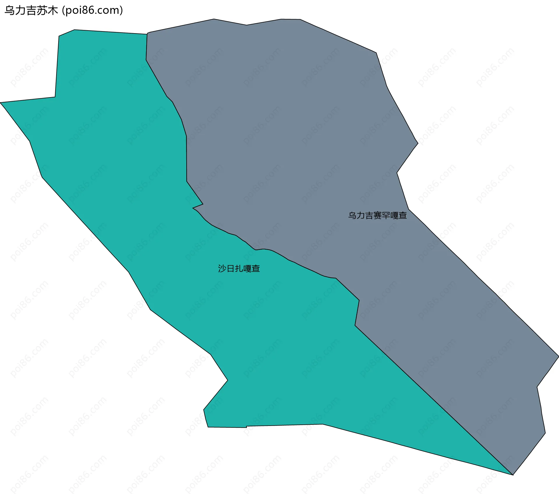 乌力吉苏木边界地图(五级行政区划)