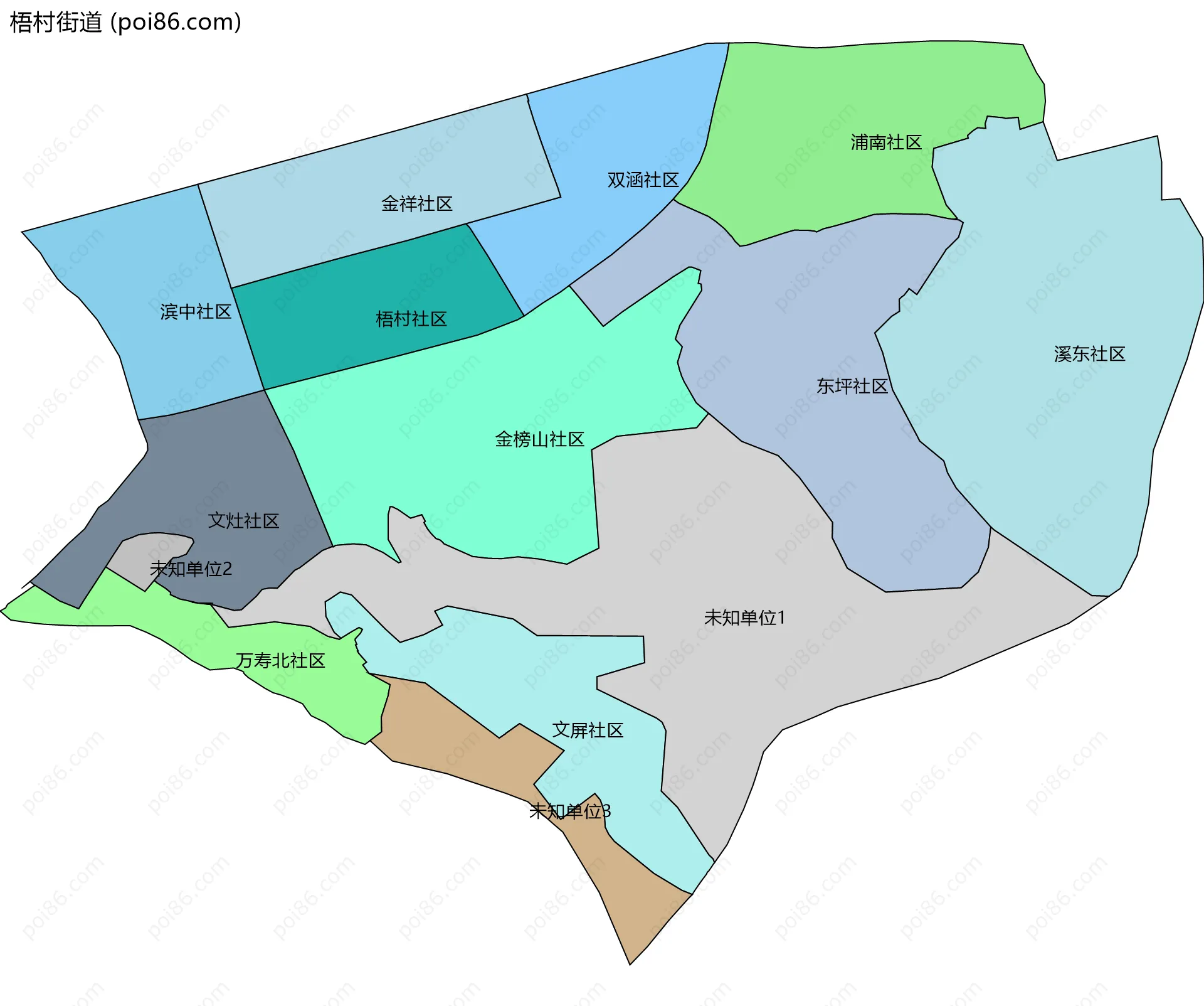 梧村街道边界地图(五级行政区划)