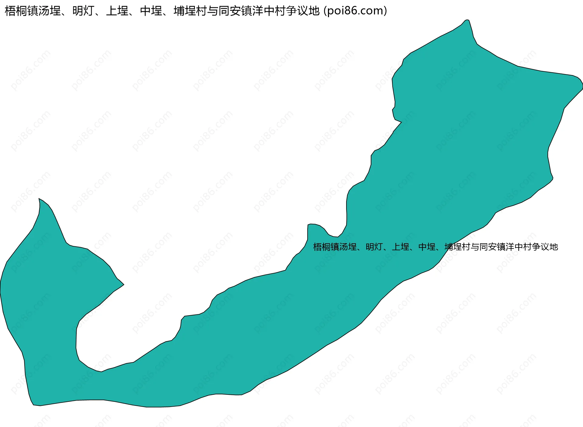 梧桐镇汤埕、明灯、上埕、中埕、埔埕村与同安镇洋中村争议地边界地图