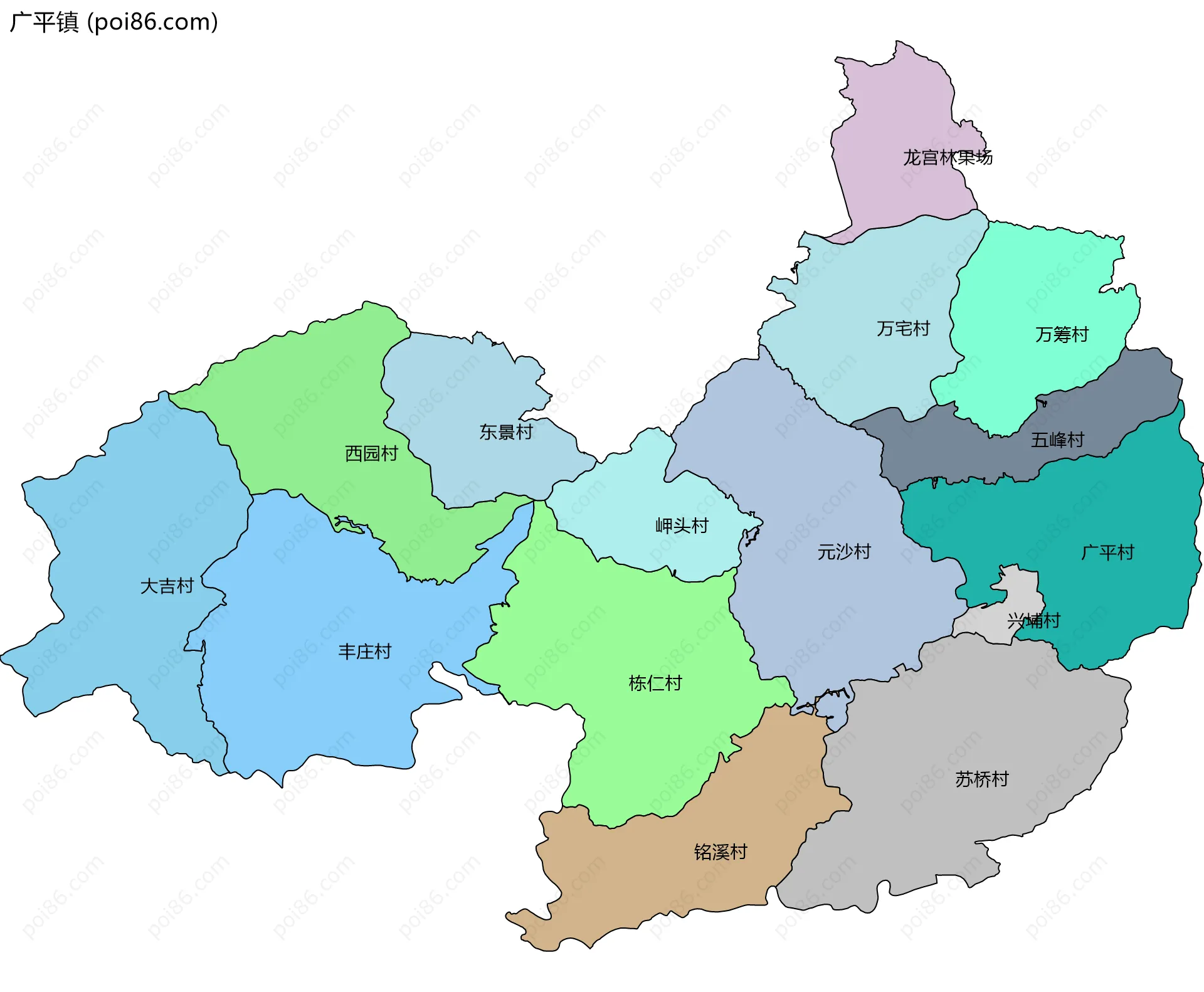 广平镇边界地图(五级行政区划)