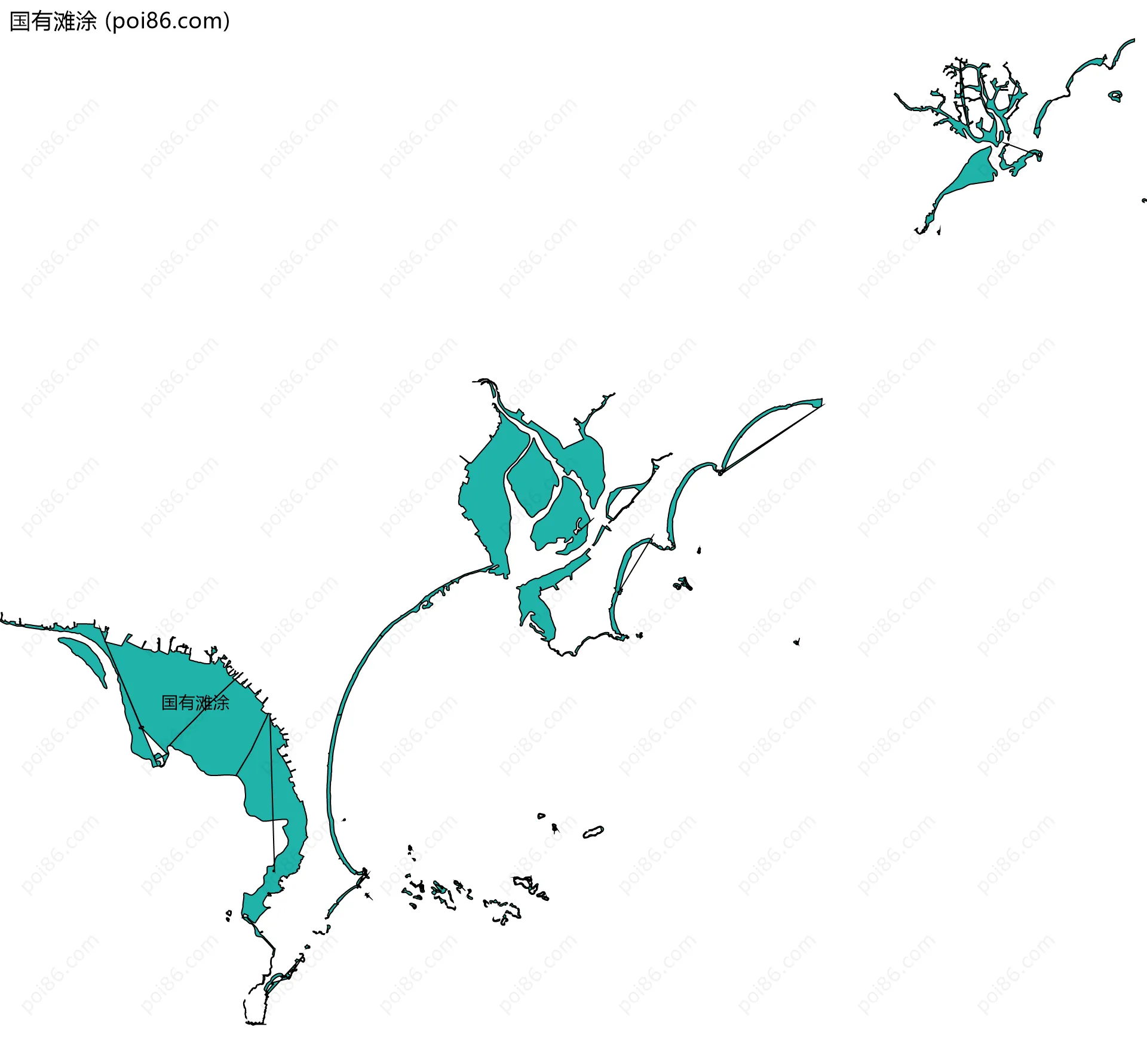 国有滩涂边界地图(五级行政区划)