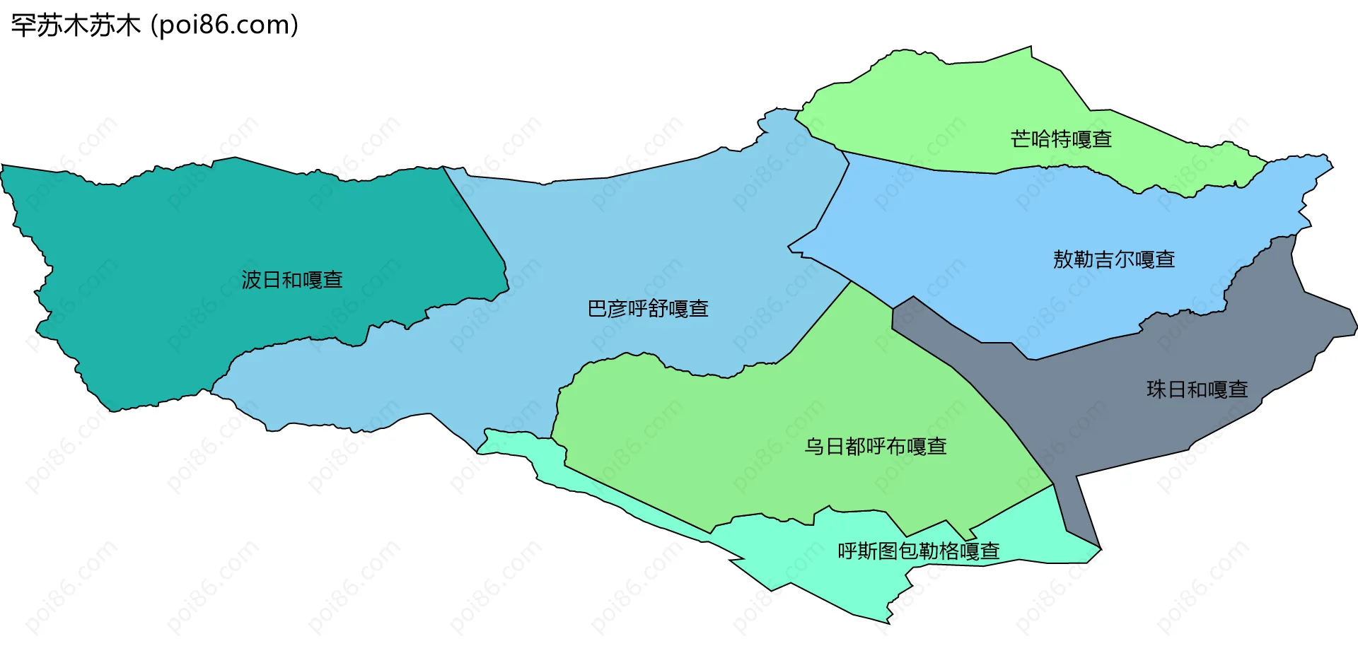 罕苏木苏木边界地图(五级行政区划)