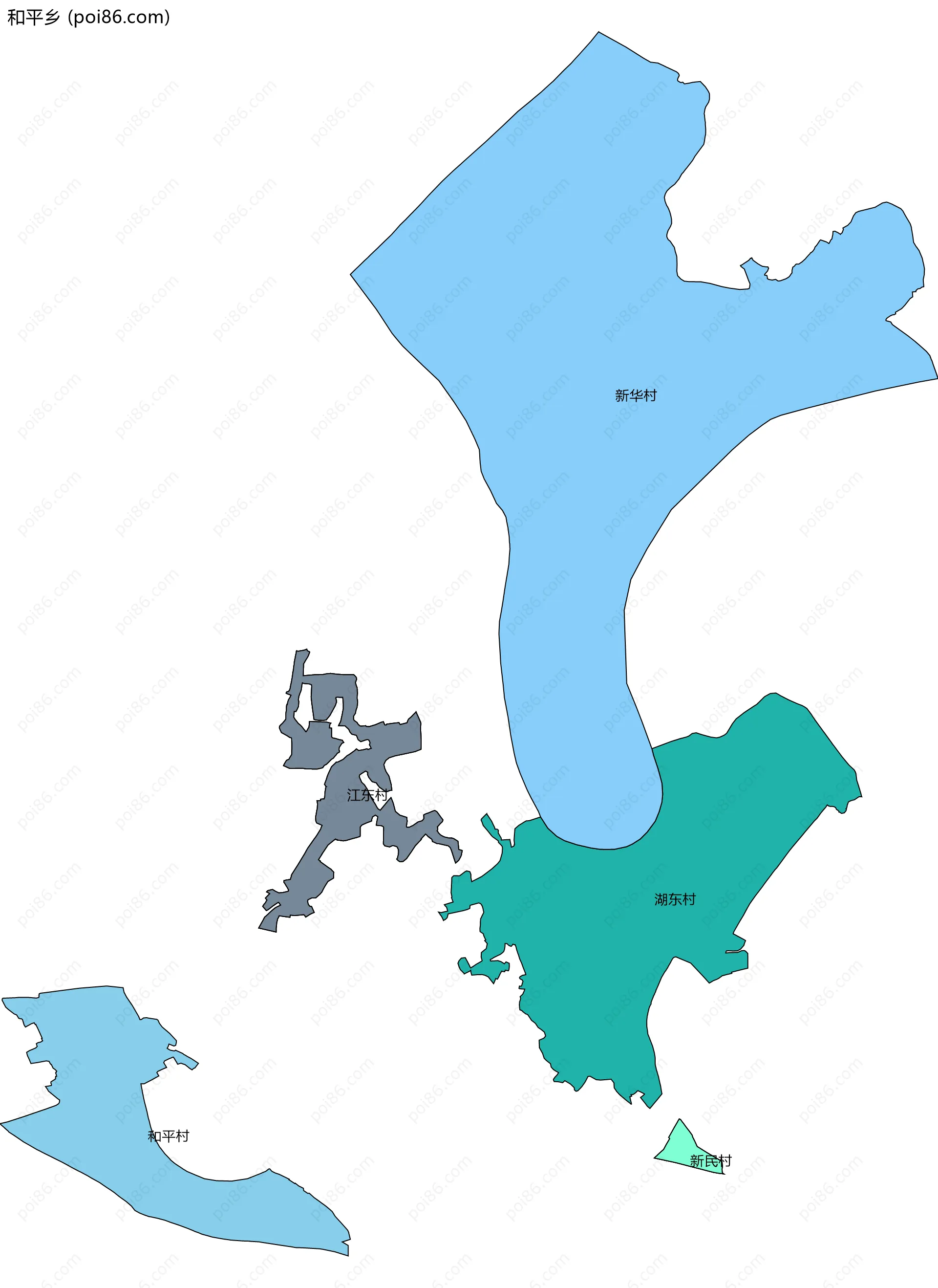 和平乡边界地图(五级行政区划)