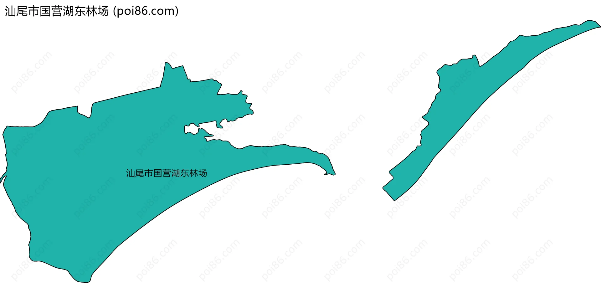 汕尾市国营湖东林场边界地图