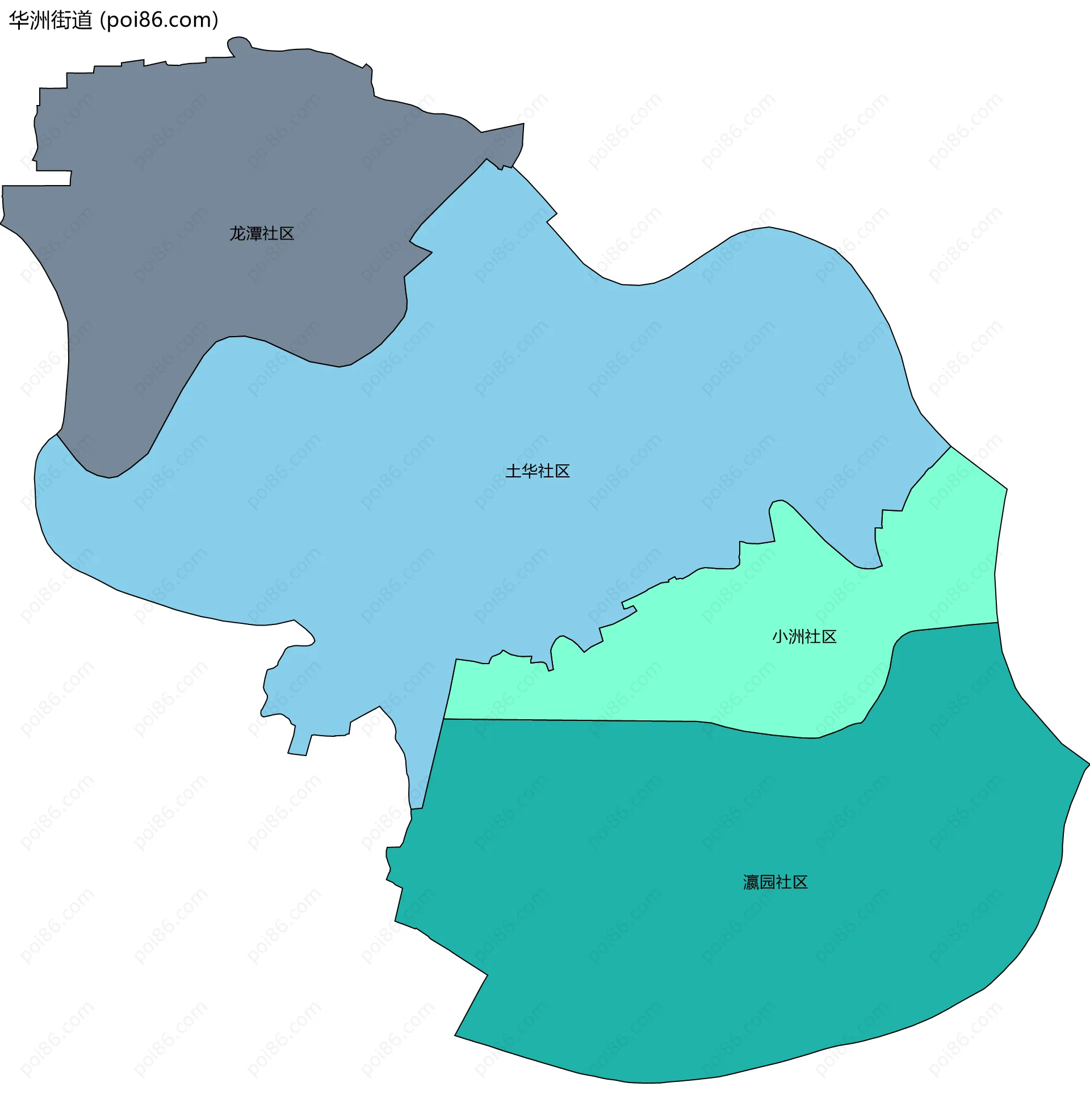 华洲街道边界地图(五级行政区划)