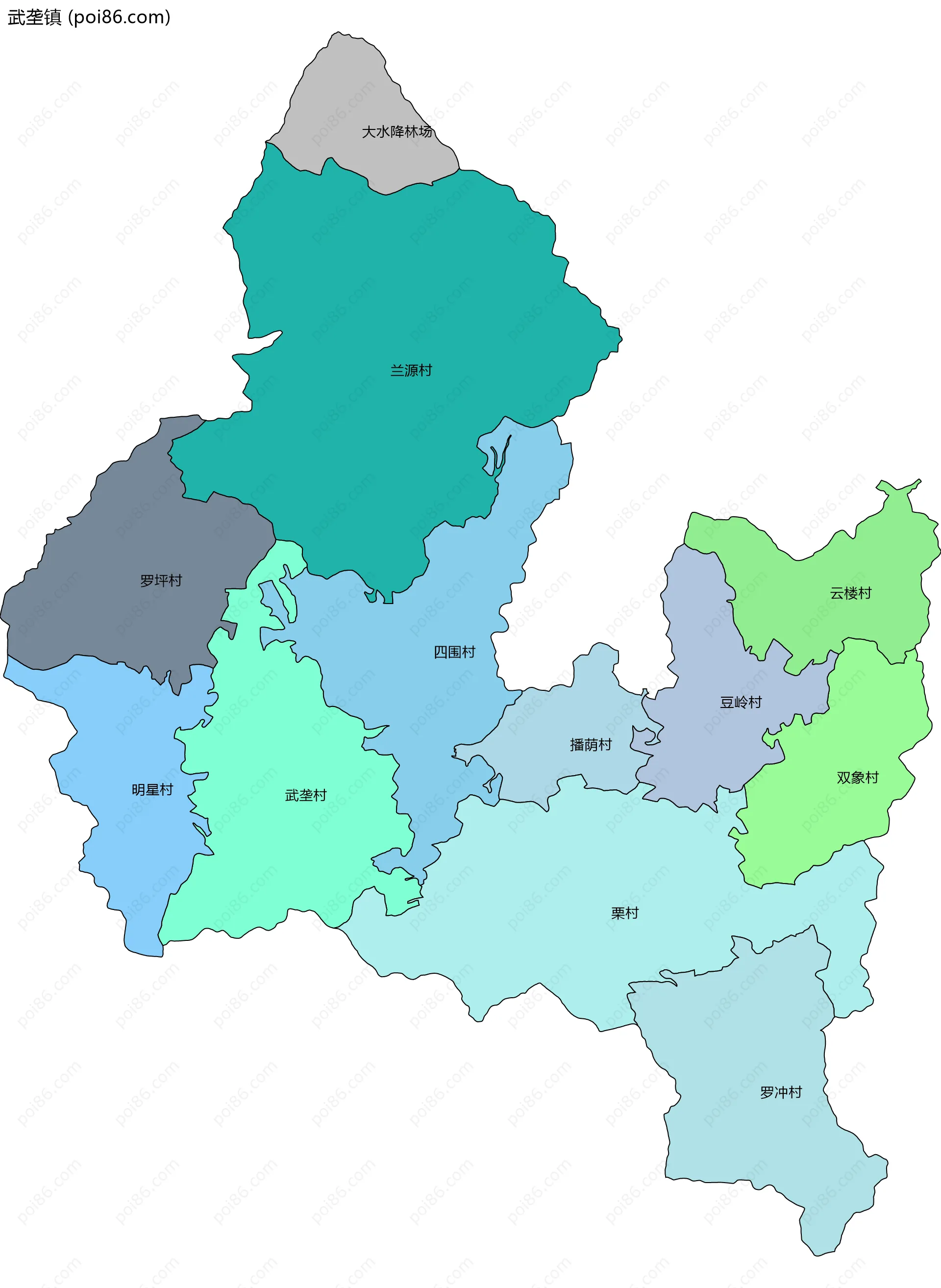 武垄镇边界地图(五级行政区划)