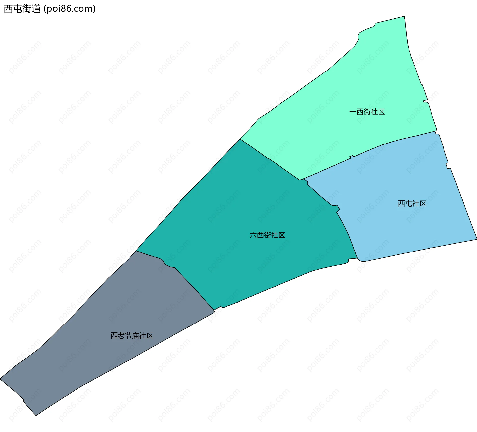 西屯街道边界地图(五级行政区划)