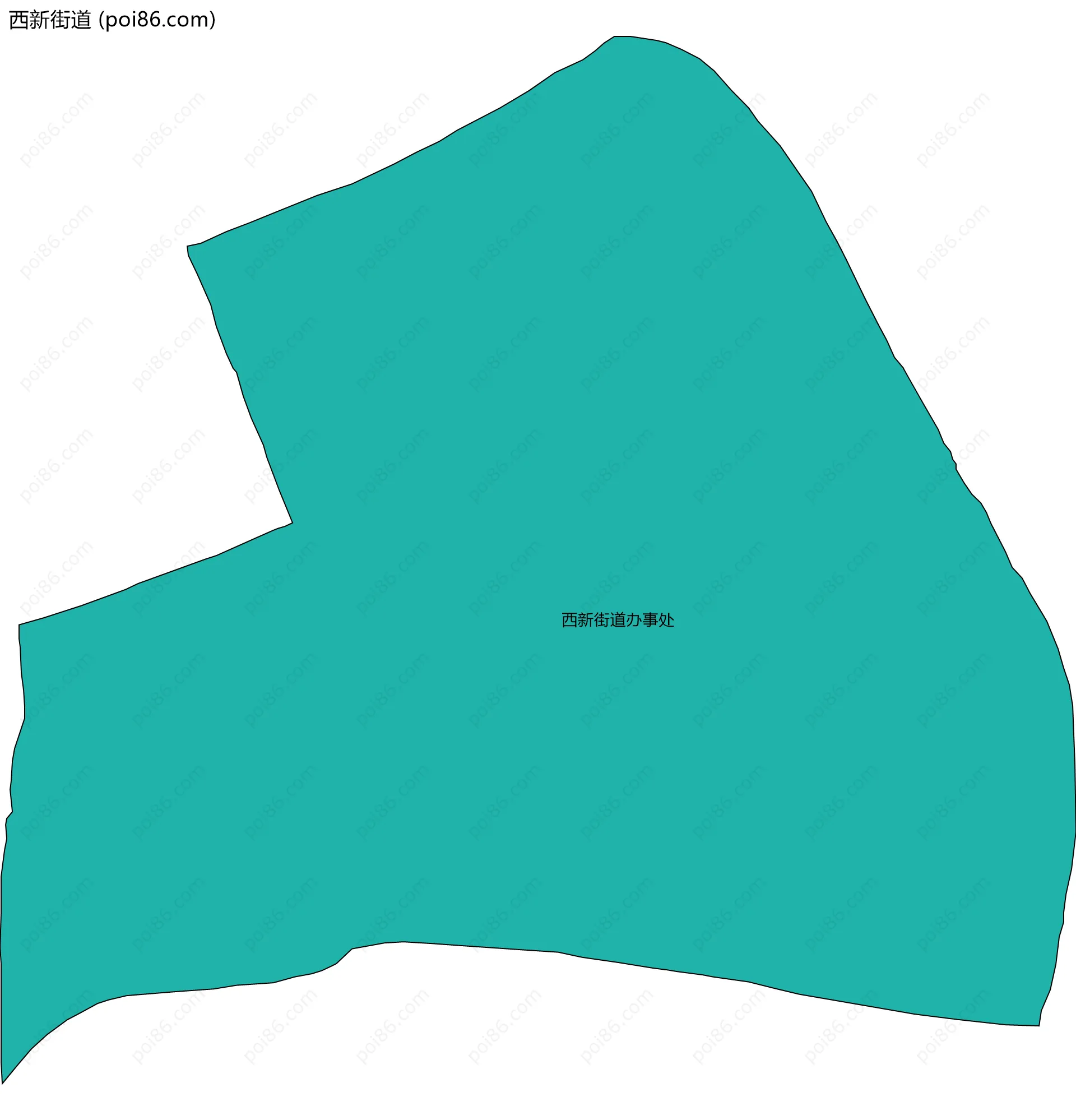 西新街道边界地图(五级行政区划)