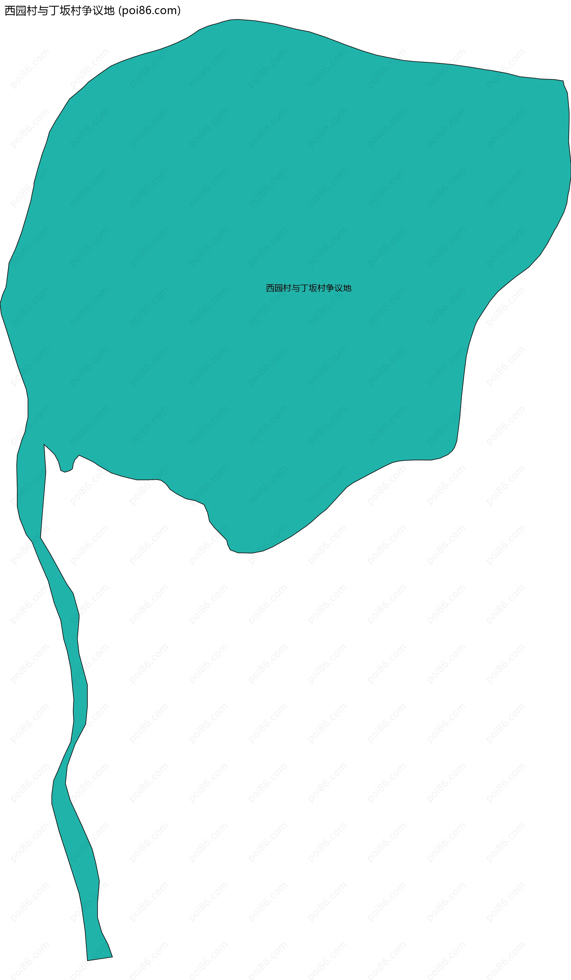 西园村与丁坂村争议地边界地图