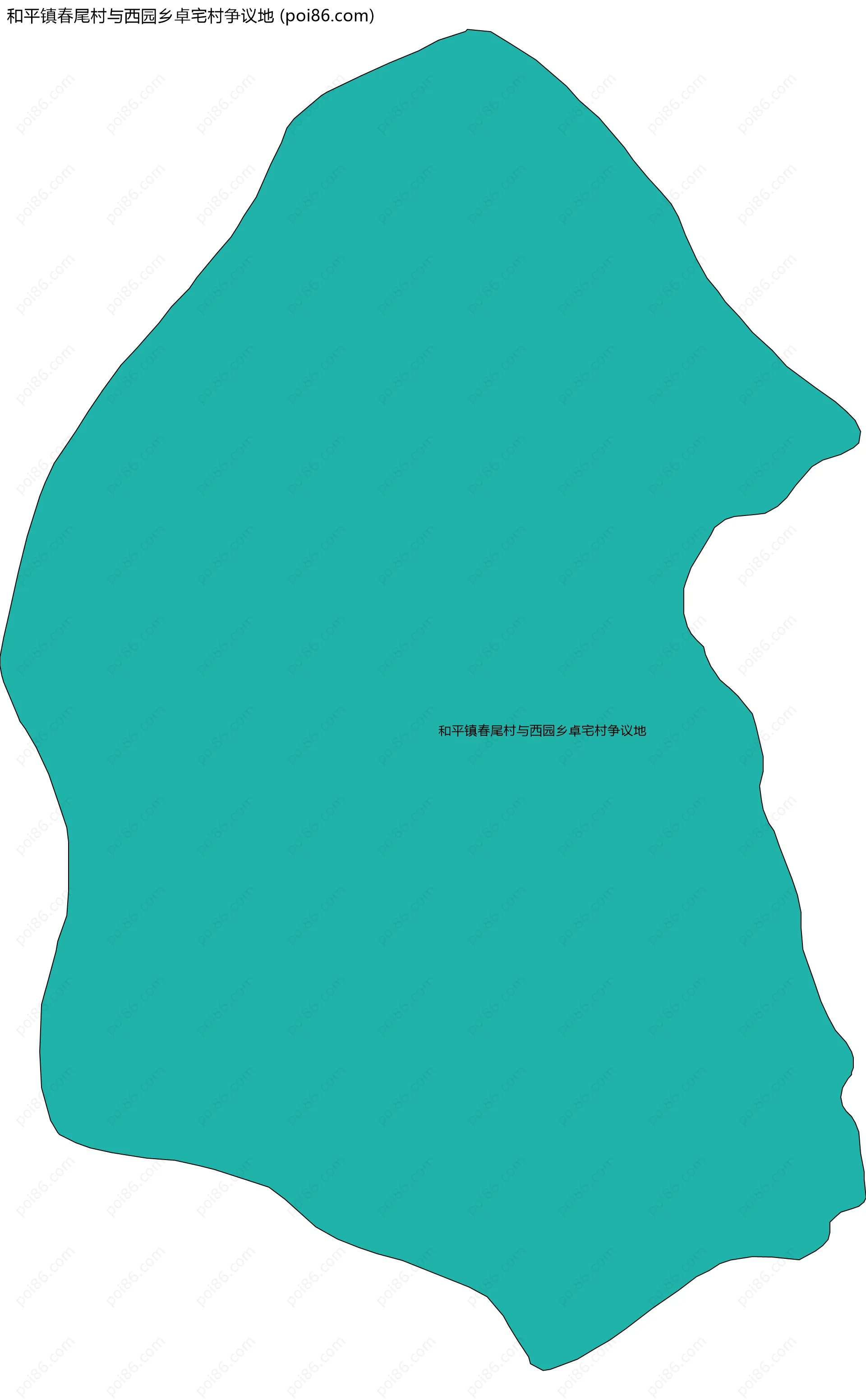 和平镇春尾村与西园乡卓宅村争议地边界地图