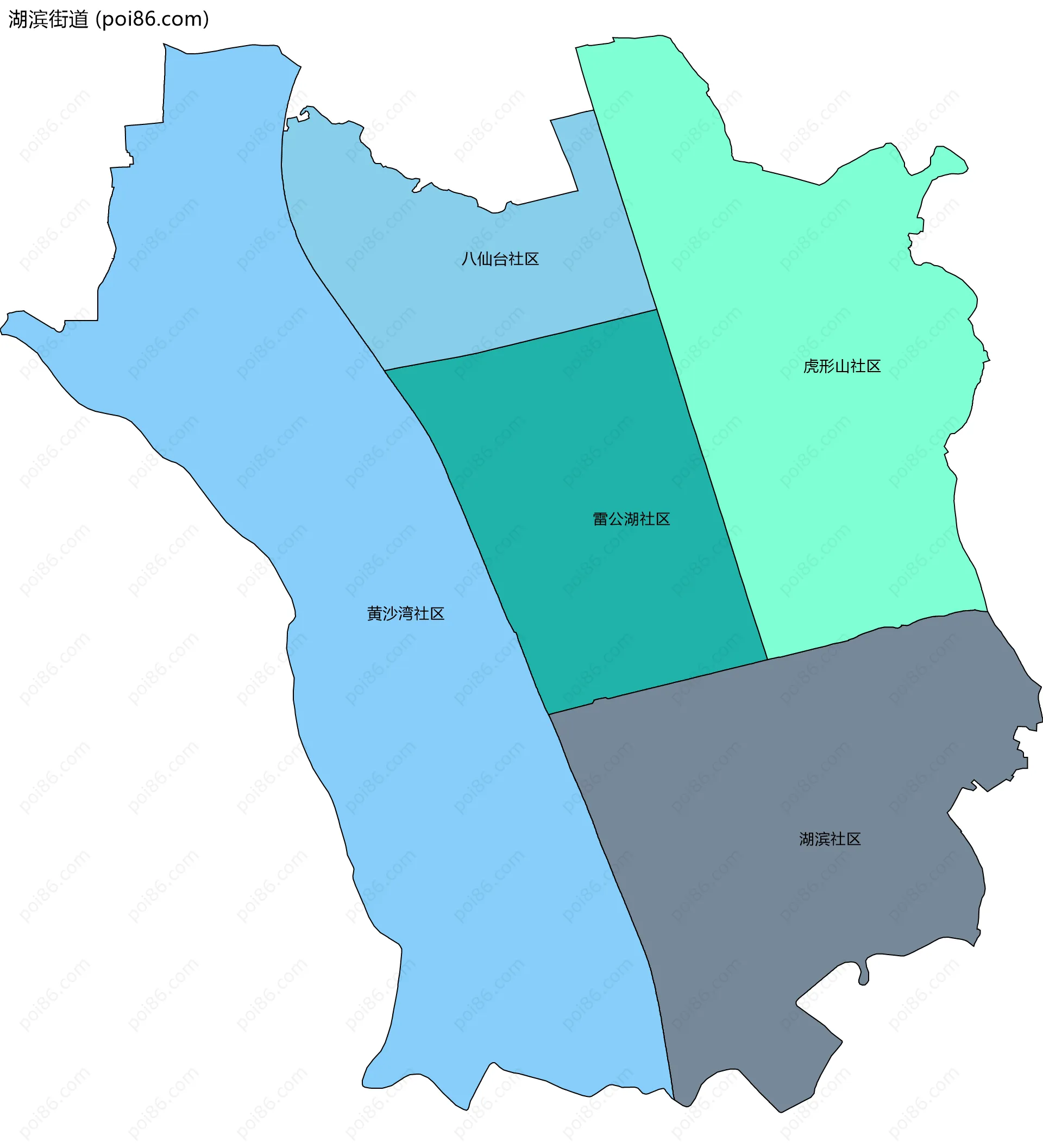 湖滨街道边界地图(五级行政区划)