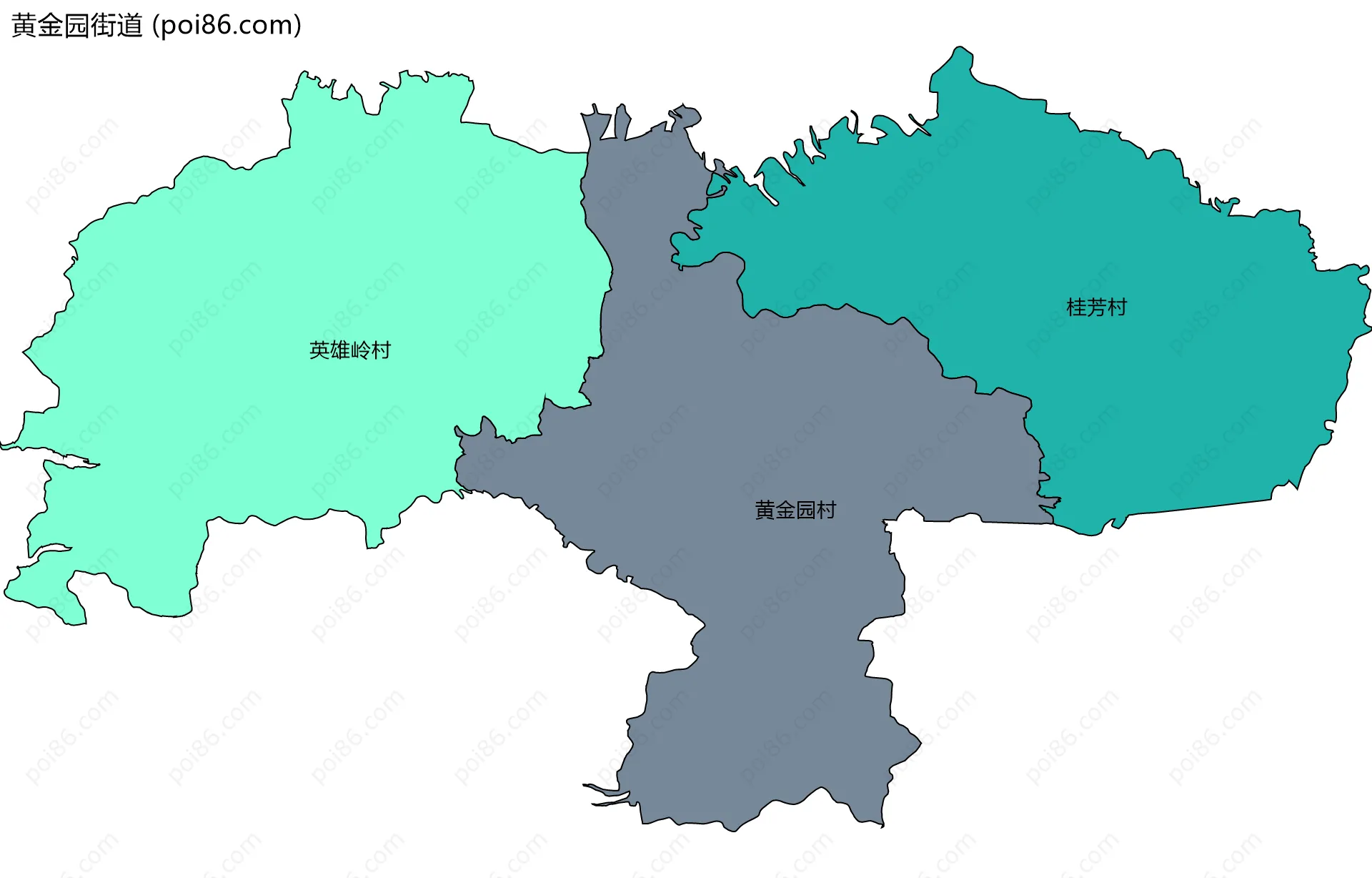 黄金园街道边界地图(五级行政区划)