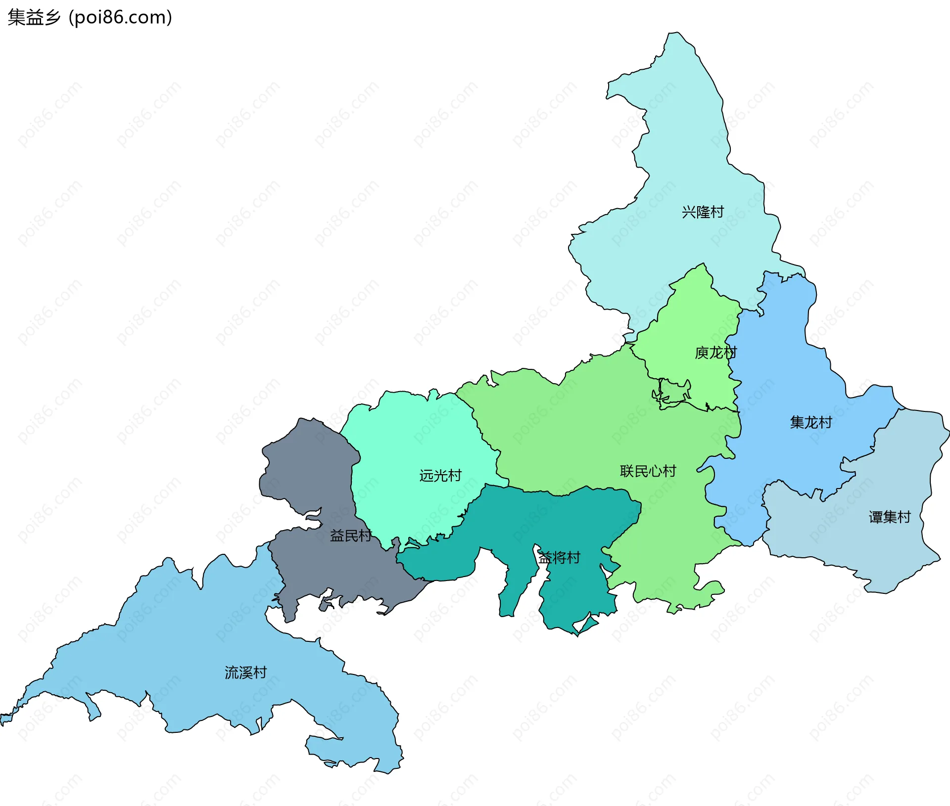 集益乡边界地图(五级行政区划)