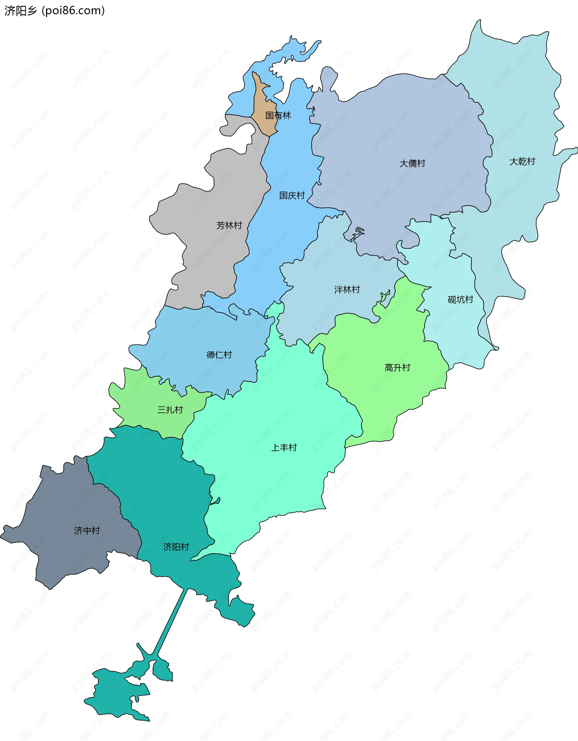 济阳乡边界地图(五级行政区划)