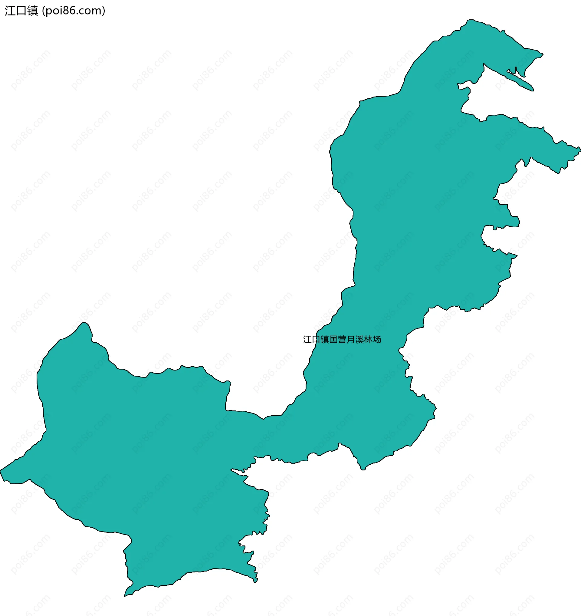 江口镇边界地图(五级行政区划)