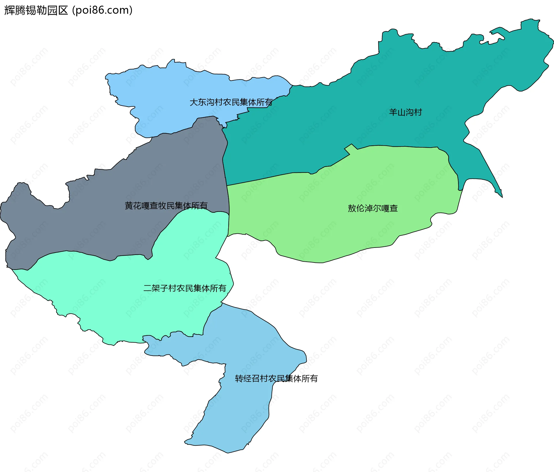 辉腾锡勒园区边界地图(五级行政区划)