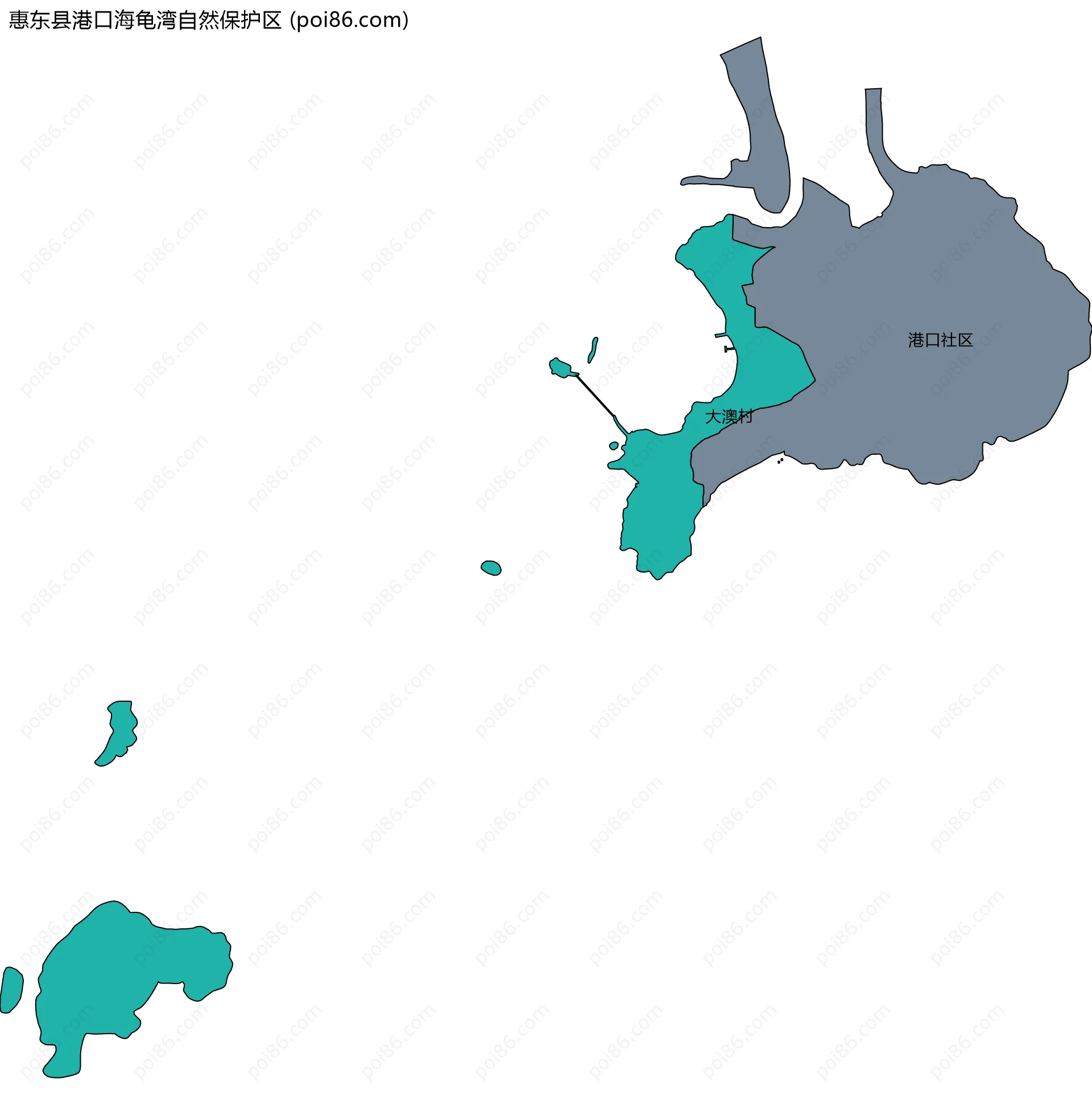 惠东县港口海龟湾自然保护区边界地图(五级行政区划)