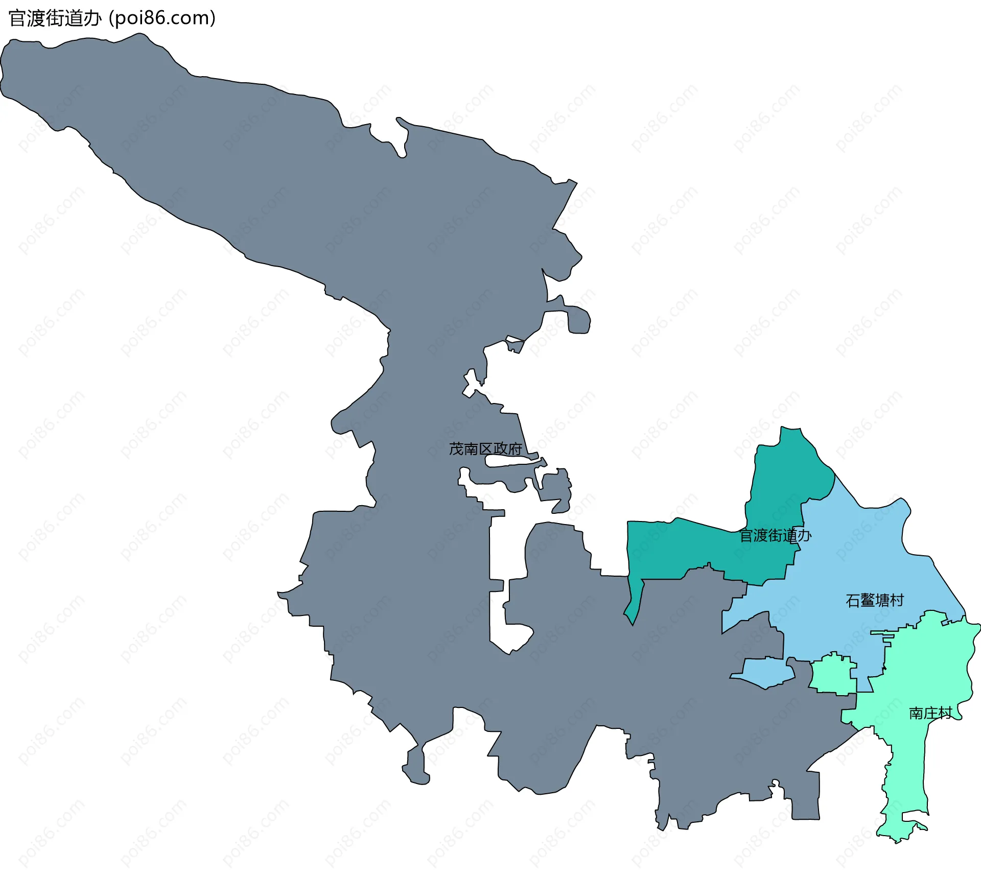 官渡街道办边界地图(五级行政区划)