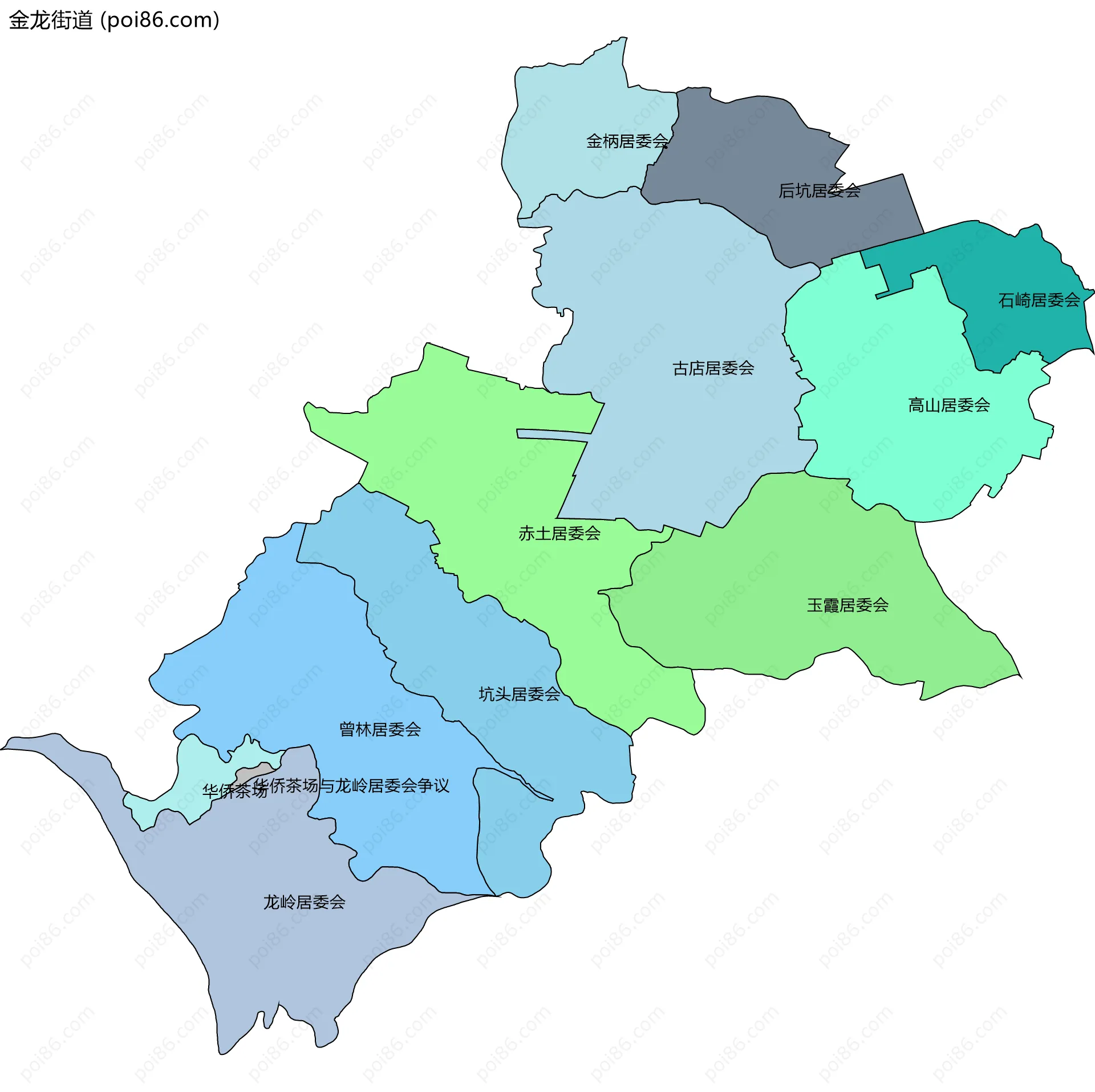 金龙街道边界地图(五级行政区划)